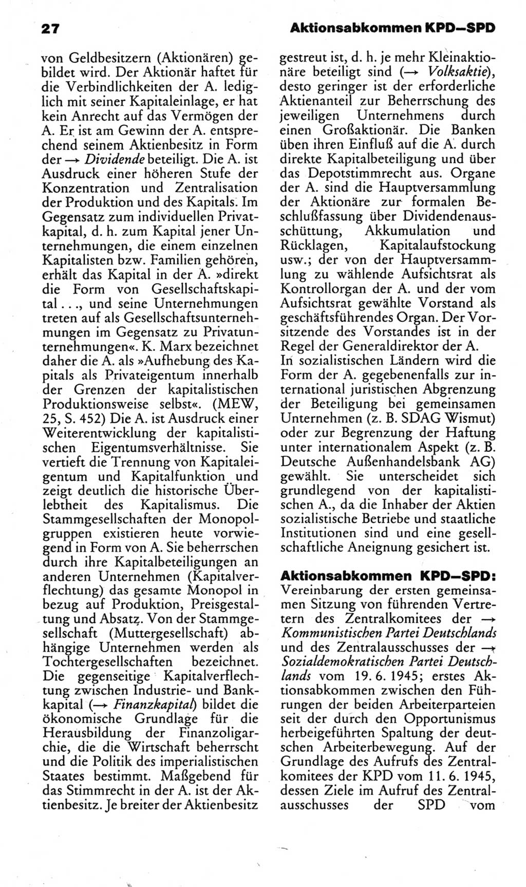 Kleines politisches Wörterbuch [Deutsche Demokratische Republik (DDR)] 1983, Seite 27 (Kl. pol. Wb. DDR 1983, S. 27)