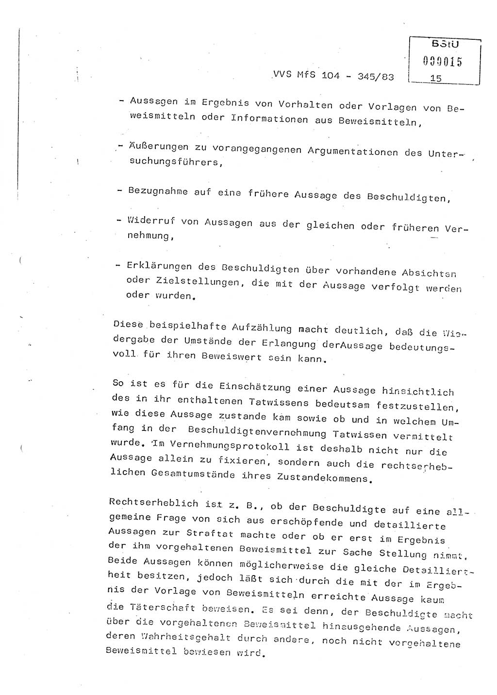 Lektion Ministerium für Staatssicherheit (MfS) [Deutsche Demokratische Republik (DDR)], Hauptabteilung (HA) Ⅸ, Vertrauliche Verschlußsache (VVS) o014-345/83, Berlin 1983, Seite 15 (Lekt. MfS DDR HA Ⅸ VVS o014-345/83 1983, S. 15)