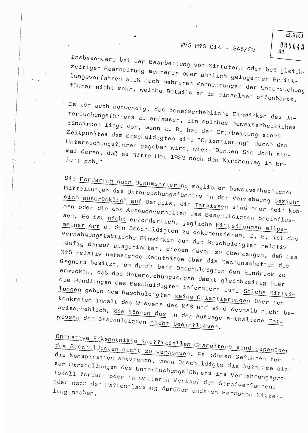 Lektion Ministerium für Staatssicherheit (MfS) [Deutsche Demokratische Republik (DDR)], Hauptabteilung (HA) Ⅸ, Vertrauliche Verschlußsache (VVS) o014-345/83, Berlin 1983, Seite 41 (Lekt. MfS DDR HA Ⅸ VVS o014-345/83 1983, S. 41)