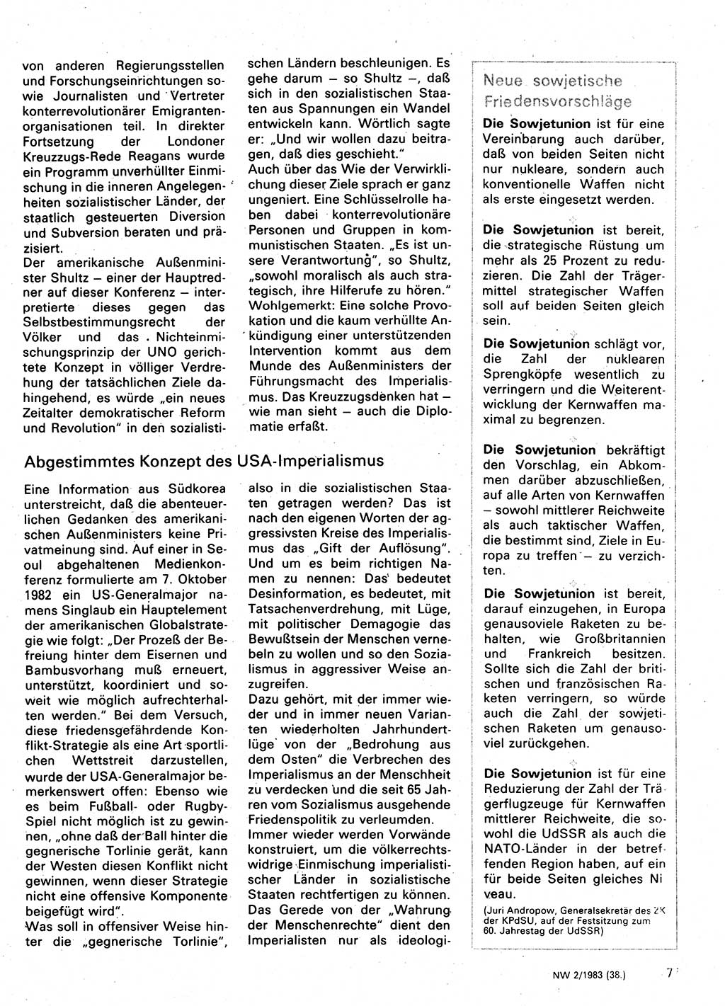 Neuer Weg (NW), Organ des Zentralkomitees (ZK) der SED (Sozialistische Einheitspartei Deutschlands) für Fragen des Parteilebens, 38. Jahrgang [Deutsche Demokratische Republik (DDR)] 1983, Seite 77 (NW ZK SED DDR 1983, S. 77)