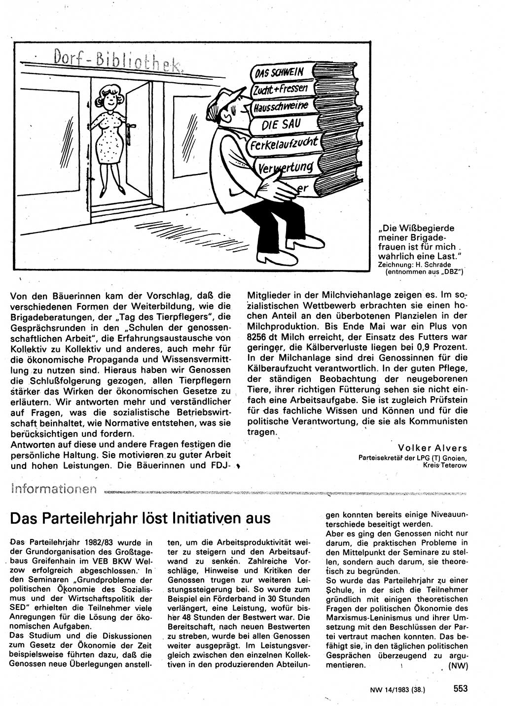 Neuer Weg (NW), Organ des Zentralkomitees (ZK) der SED (Sozialistische Einheitspartei Deutschlands) für Fragen des Parteilebens, 38. Jahrgang [Deutsche Demokratische Republik (DDR)] 1983, Seite 553 (NW ZK SED DDR 1983, S. 553)