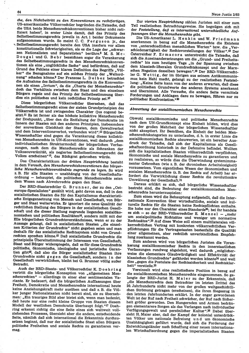 Neue Justiz (NJ), Zeitschrift für sozialistisches Recht und Gesetzlichkeit [Deutsche Demokratische Republik (DDR)], 37. Jahrgang 1983, Seite 64 (NJ DDR 1983, S. 64)