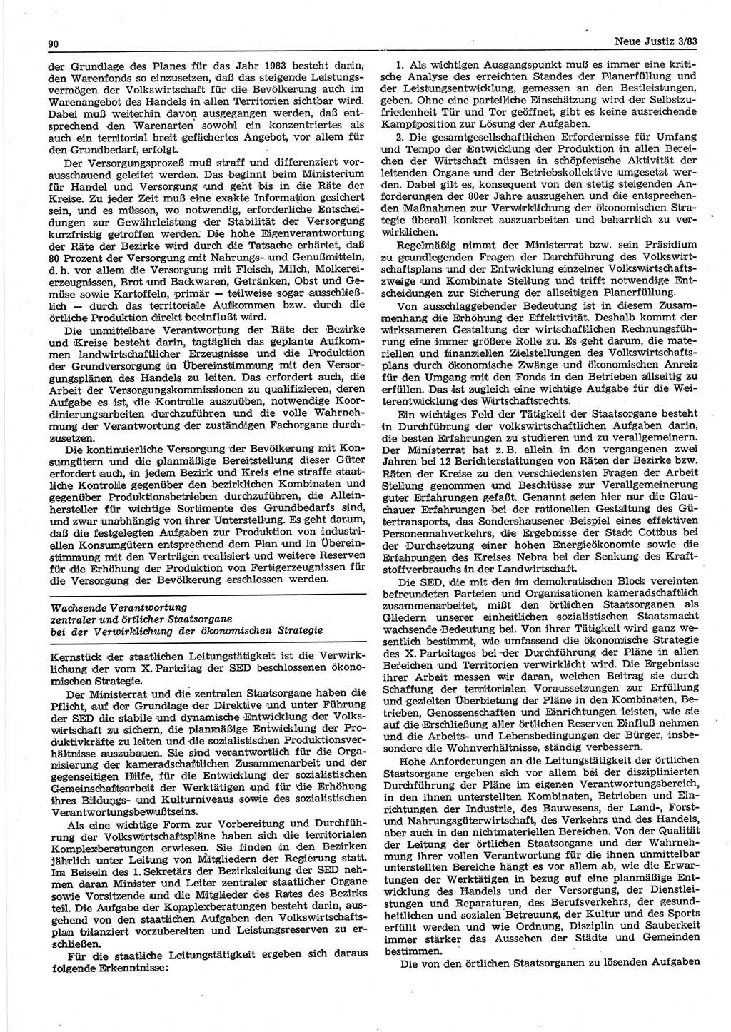 Neue Justiz (NJ), Zeitschrift für sozialistisches Recht und Gesetzlichkeit [Deutsche Demokratische Republik (DDR)], 37. Jahrgang 1983, Seite 90 (NJ DDR 1983, S. 90)