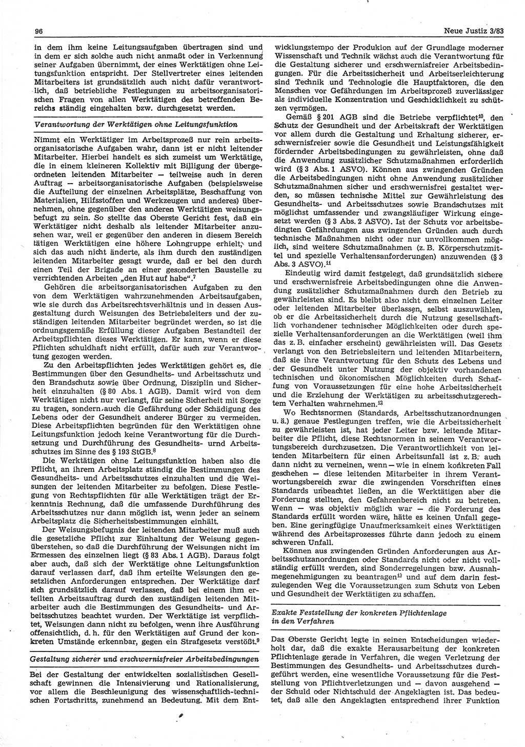 Neue Justiz (NJ), Zeitschrift für sozialistisches Recht und Gesetzlichkeit [Deutsche Demokratische Republik (DDR)], 37. Jahrgang 1983, Seite 96 (NJ DDR 1983, S. 96)