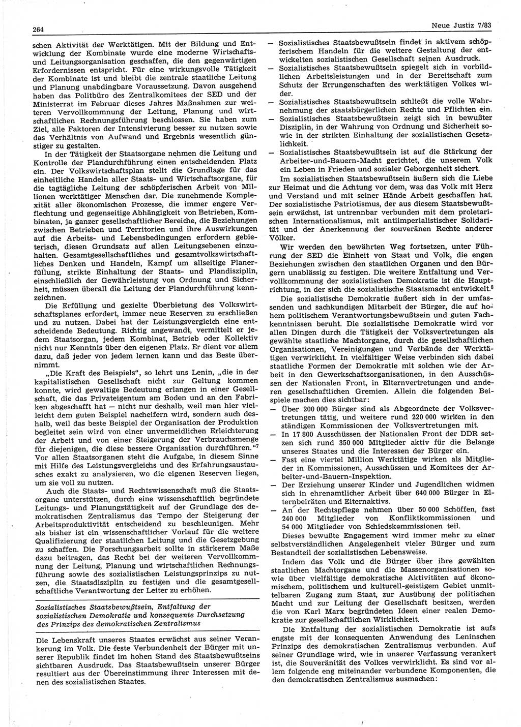 Neue Justiz (NJ), Zeitschrift für sozialistisches Recht und Gesetzlichkeit [Deutsche Demokratische Republik (DDR)], 37. Jahrgang 1983, Seite 264 (NJ DDR 1983, S. 264)