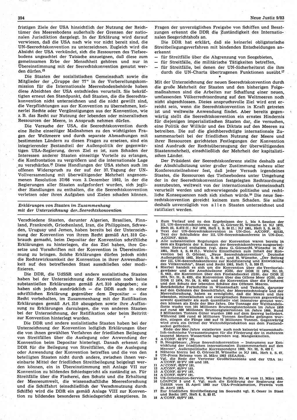 Neue Justiz (NJ), Zeitschrift für sozialistisches Recht und Gesetzlichkeit [Deutsche Demokratische Republik (DDR)], 37. Jahrgang 1983, Seite 354 (NJ DDR 1983, S. 354)