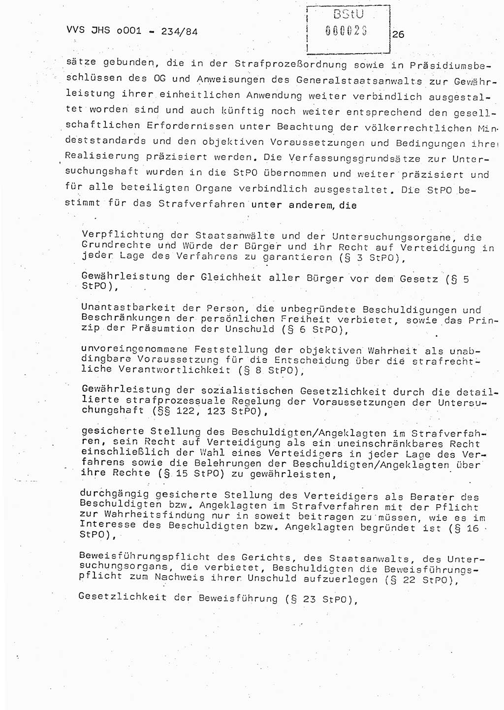 Dissertation Oberst Siegfried Rataizick (Abt. ⅩⅣ), Oberstleutnant Volkmar Heinz (Abt. ⅩⅣ), Oberstleutnant Werner Stein (HA Ⅸ), Hauptmann Heinz Conrad (JHS), Ministerium für Staatssicherheit (MfS) [Deutsche Demokratische Republik (DDR)], Juristische Hochschule (JHS), Vertrauliche Verschlußsache (VVS) o001-234/84, Potsdam 1984, Seite 26 (Diss. MfS DDR JHS VVS o001-234/84 1984, S. 26)