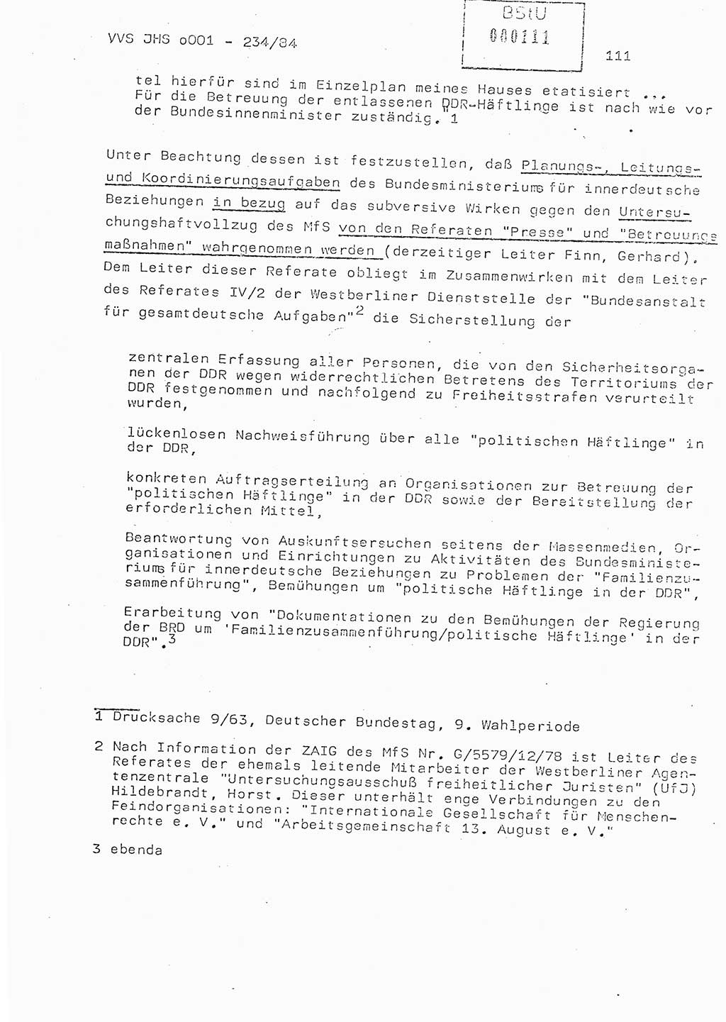 Dissertation Oberst Siegfried Rataizick (Abt. ⅩⅣ), Oberstleutnant Volkmar Heinz (Abt. ⅩⅣ), Oberstleutnant Werner Stein (HA Ⅸ), Hauptmann Heinz Conrad (JHS), Ministerium für Staatssicherheit (MfS) [Deutsche Demokratische Republik (DDR)], Juristische Hochschule (JHS), Vertrauliche Verschlußsache (VVS) o001-234/84, Potsdam 1984, Seite 111 (Diss. MfS DDR JHS VVS o001-234/84 1984, S. 111)