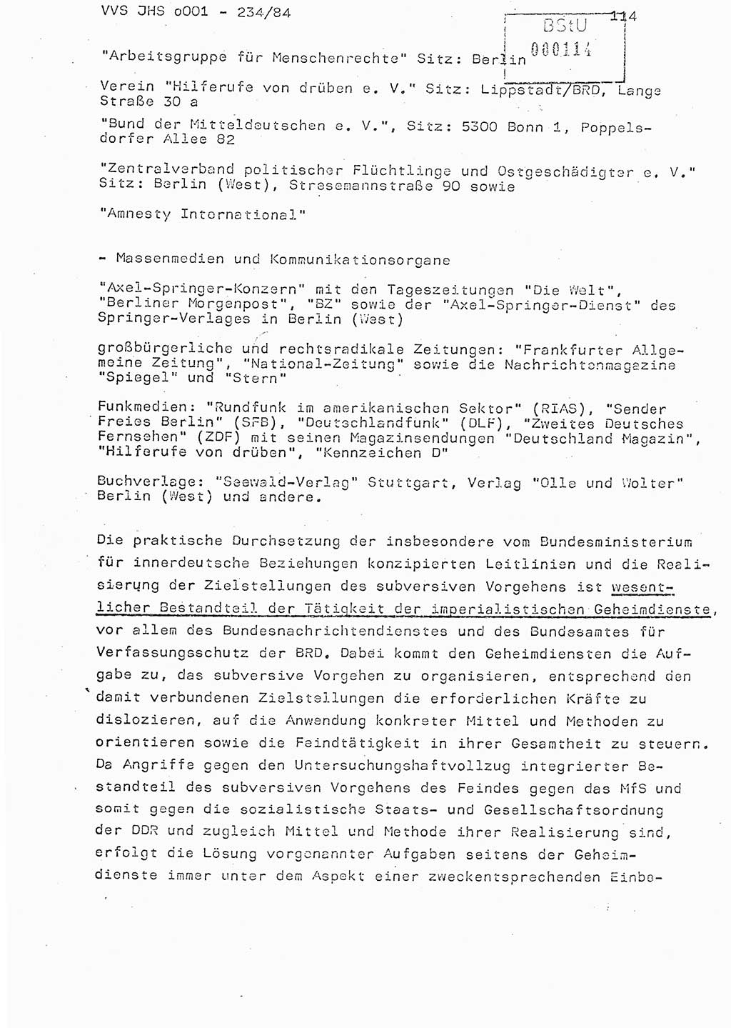 Dissertation Oberst Siegfried Rataizick (Abt. ⅩⅣ), Oberstleutnant Volkmar Heinz (Abt. ⅩⅣ), Oberstleutnant Werner Stein (HA Ⅸ), Hauptmann Heinz Conrad (JHS), Ministerium für Staatssicherheit (MfS) [Deutsche Demokratische Republik (DDR)], Juristische Hochschule (JHS), Vertrauliche Verschlußsache (VVS) o001-234/84, Potsdam 1984, Seite 114 (Diss. MfS DDR JHS VVS o001-234/84 1984, S. 114)