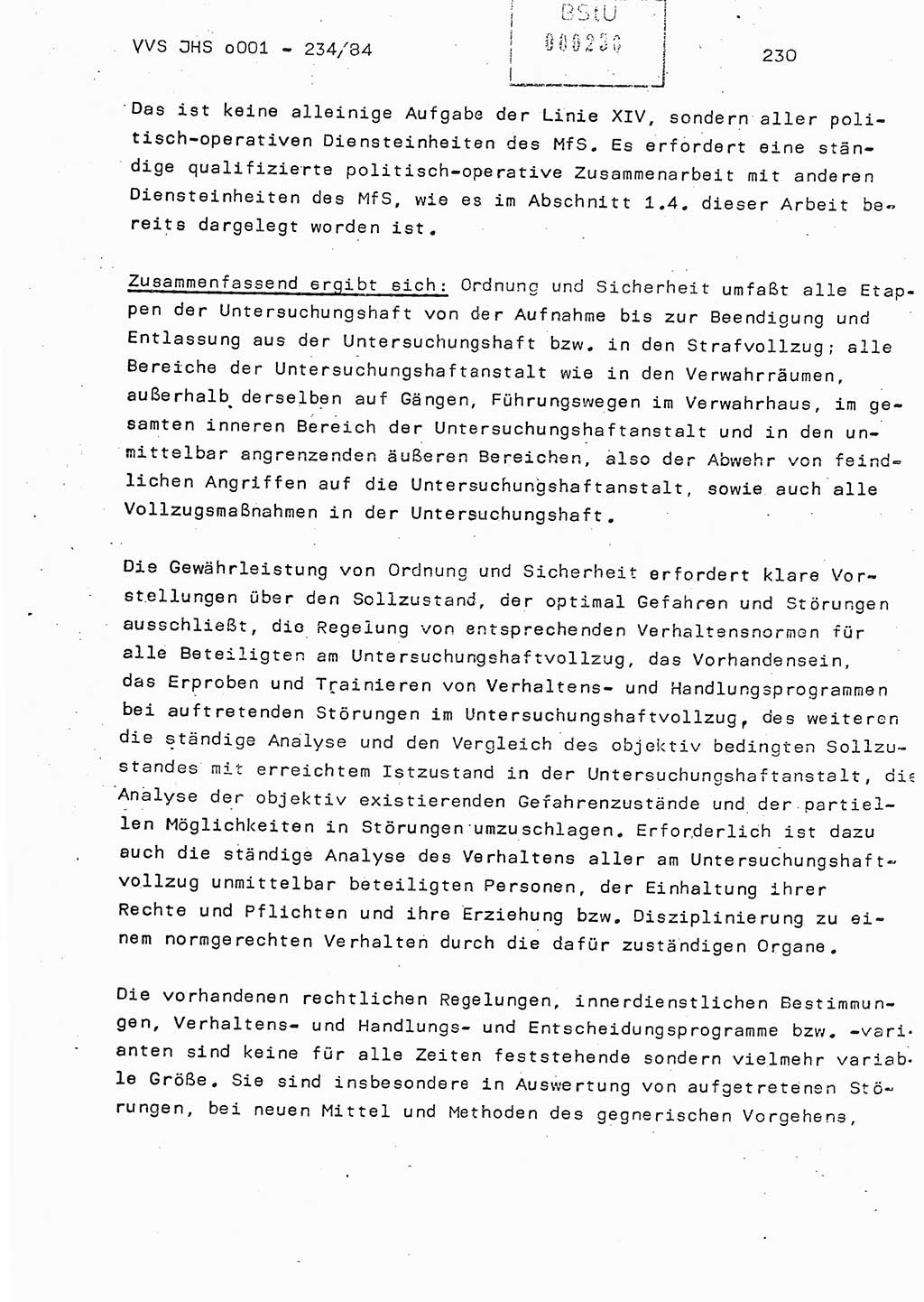 Dissertation Oberst Siegfried Rataizick (Abt. ⅩⅣ), Oberstleutnant Volkmar Heinz (Abt. ⅩⅣ), Oberstleutnant Werner Stein (HA Ⅸ), Hauptmann Heinz Conrad (JHS), Ministerium für Staatssicherheit (MfS) [Deutsche Demokratische Republik (DDR)], Juristische Hochschule (JHS), Vertrauliche Verschlußsache (VVS) o001-234/84, Potsdam 1984, Seite 230 (Diss. MfS DDR JHS VVS o001-234/84 1984, S. 230)