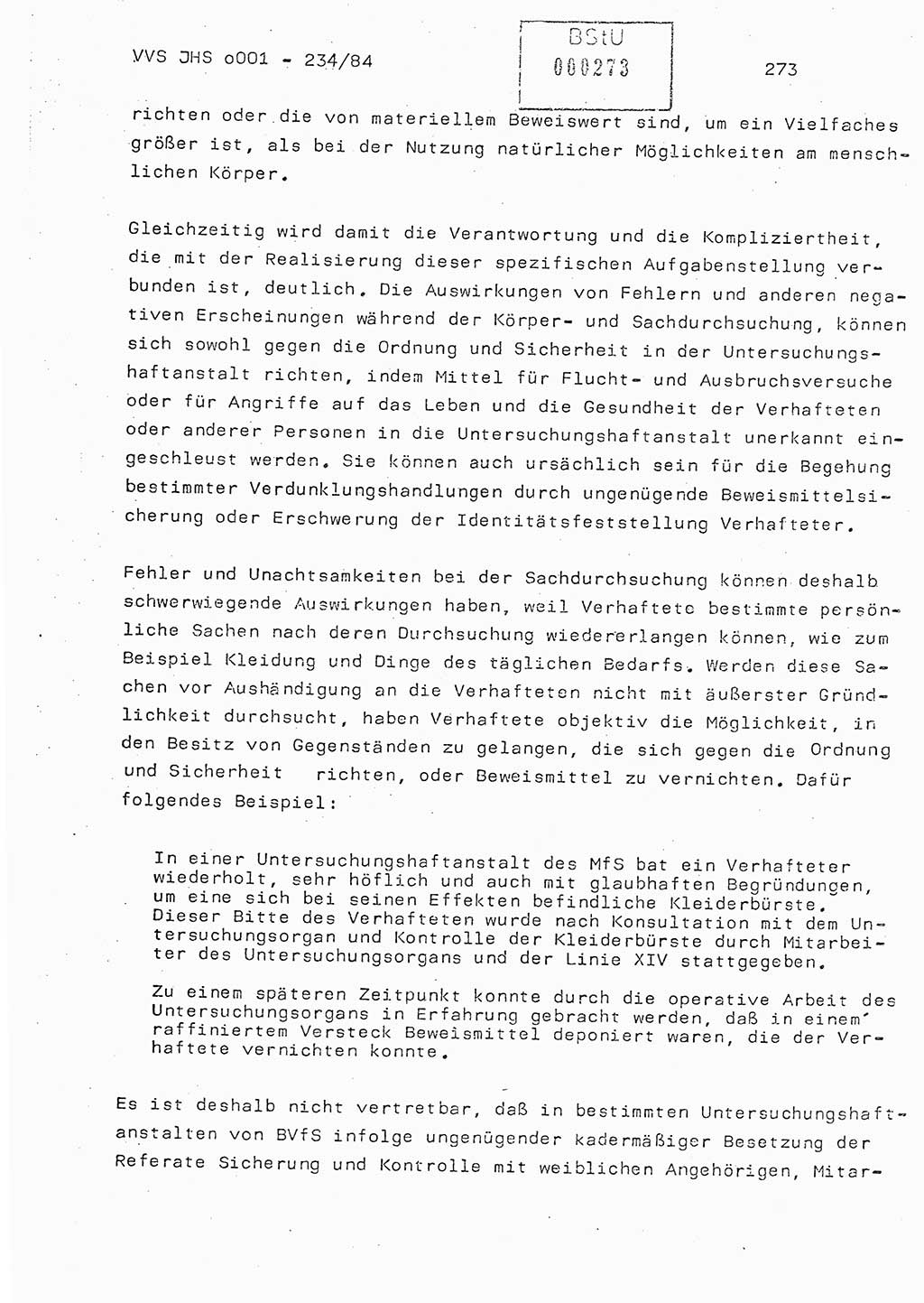 Dissertation Oberst Siegfried Rataizick (Abt. ⅩⅣ), Oberstleutnant Volkmar Heinz (Abt. ⅩⅣ), Oberstleutnant Werner Stein (HA Ⅸ), Hauptmann Heinz Conrad (JHS), Ministerium für Staatssicherheit (MfS) [Deutsche Demokratische Republik (DDR)], Juristische Hochschule (JHS), Vertrauliche Verschlußsache (VVS) o001-234/84, Potsdam 1984, Seite 273 (Diss. MfS DDR JHS VVS o001-234/84 1984, S. 273)