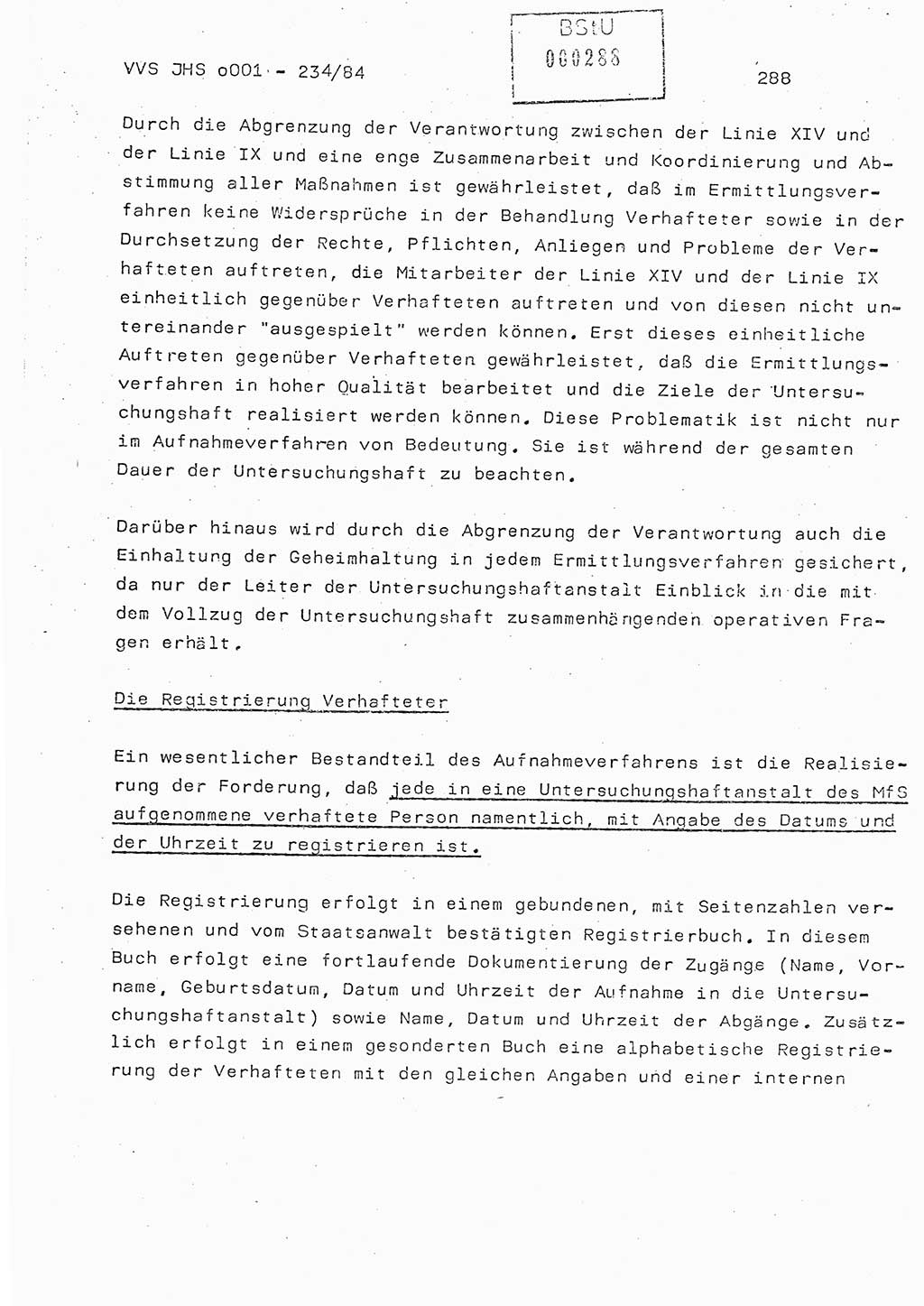 Dissertation Oberst Siegfried Rataizick (Abt. ⅩⅣ), Oberstleutnant Volkmar Heinz (Abt. ⅩⅣ), Oberstleutnant Werner Stein (HA Ⅸ), Hauptmann Heinz Conrad (JHS), Ministerium für Staatssicherheit (MfS) [Deutsche Demokratische Republik (DDR)], Juristische Hochschule (JHS), Vertrauliche Verschlußsache (VVS) o001-234/84, Potsdam 1984, Seite 288 (Diss. MfS DDR JHS VVS o001-234/84 1984, S. 288)
