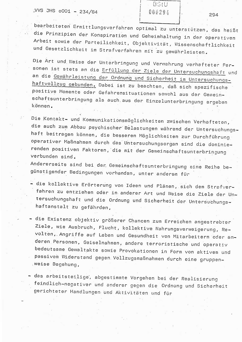 Dissertation Oberst Siegfried Rataizick (Abt. ⅩⅣ), Oberstleutnant Volkmar Heinz (Abt. ⅩⅣ), Oberstleutnant Werner Stein (HA Ⅸ), Hauptmann Heinz Conrad (JHS), Ministerium für Staatssicherheit (MfS) [Deutsche Demokratische Republik (DDR)], Juristische Hochschule (JHS), Vertrauliche Verschlußsache (VVS) o001-234/84, Potsdam 1984, Seite 294 (Diss. MfS DDR JHS VVS o001-234/84 1984, S. 294)