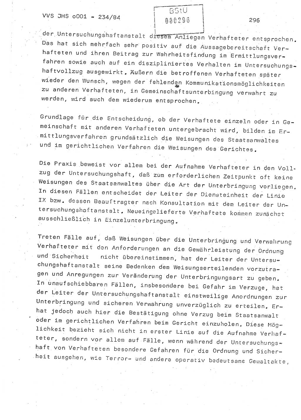 Dissertation Oberst Siegfried Rataizick (Abt. ⅩⅣ), Oberstleutnant Volkmar Heinz (Abt. ⅩⅣ), Oberstleutnant Werner Stein (HA Ⅸ), Hauptmann Heinz Conrad (JHS), Ministerium für Staatssicherheit (MfS) [Deutsche Demokratische Republik (DDR)], Juristische Hochschule (JHS), Vertrauliche Verschlußsache (VVS) o001-234/84, Potsdam 1984, Seite 296 (Diss. MfS DDR JHS VVS o001-234/84 1984, S. 296)