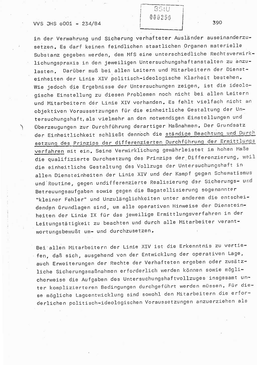 Dissertation Oberst Siegfried Rataizick (Abt. ⅩⅣ), Oberstleutnant Volkmar Heinz (Abt. ⅩⅣ), Oberstleutnant Werner Stein (HA Ⅸ), Hauptmann Heinz Conrad (JHS), Ministerium für Staatssicherheit (MfS) [Deutsche Demokratische Republik (DDR)], Juristische Hochschule (JHS), Vertrauliche Verschlußsache (VVS) o001-234/84, Potsdam 1984, Seite 390 (Diss. MfS DDR JHS VVS o001-234/84 1984, S. 390)