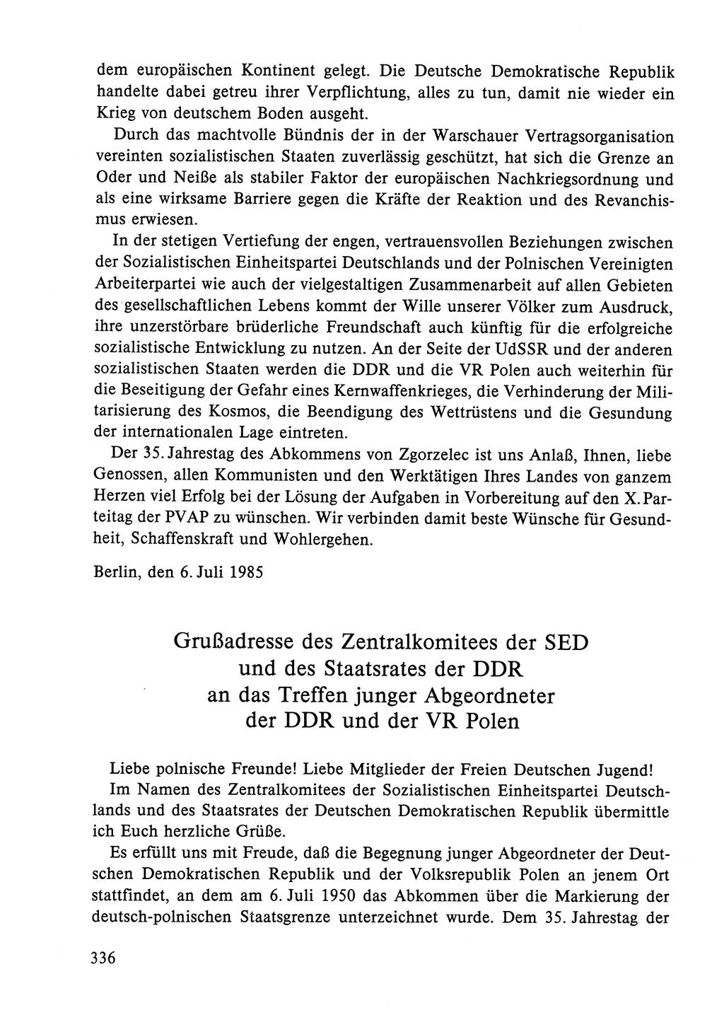 Dokumente der Sozialistischen Einheitspartei Deutschlands (SED) [Deutsche Demokratische Republik (DDR)] 1984-1985, Seite 336 (Dok. SED DDR 1984-1985, S. 336)