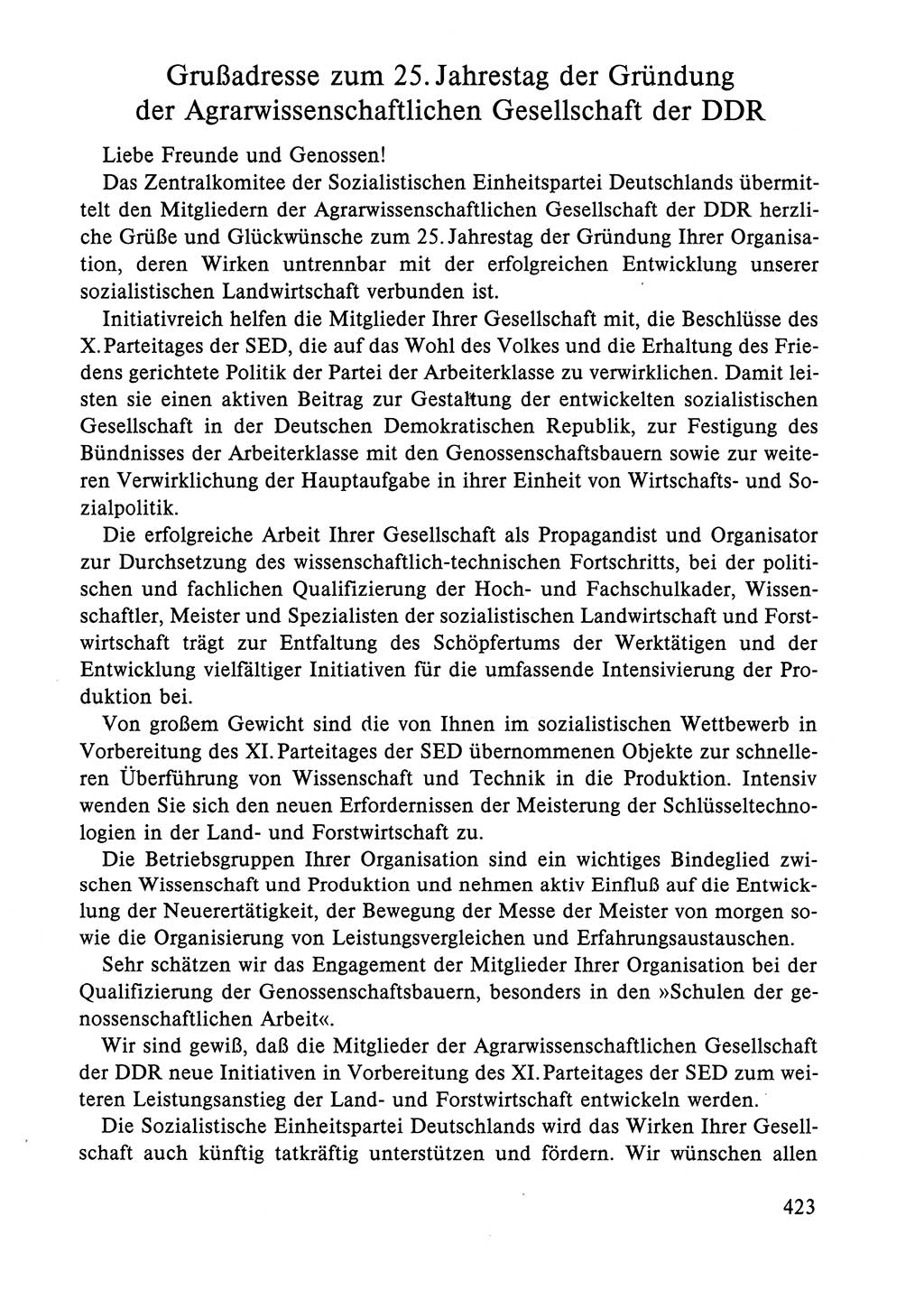Dokumente der Sozialistischen Einheitspartei Deutschlands (SED) [Deutsche Demokratische Republik (DDR)] 1984-1985, Seite 423 (Dok. SED DDR 1984-1985, S. 423)