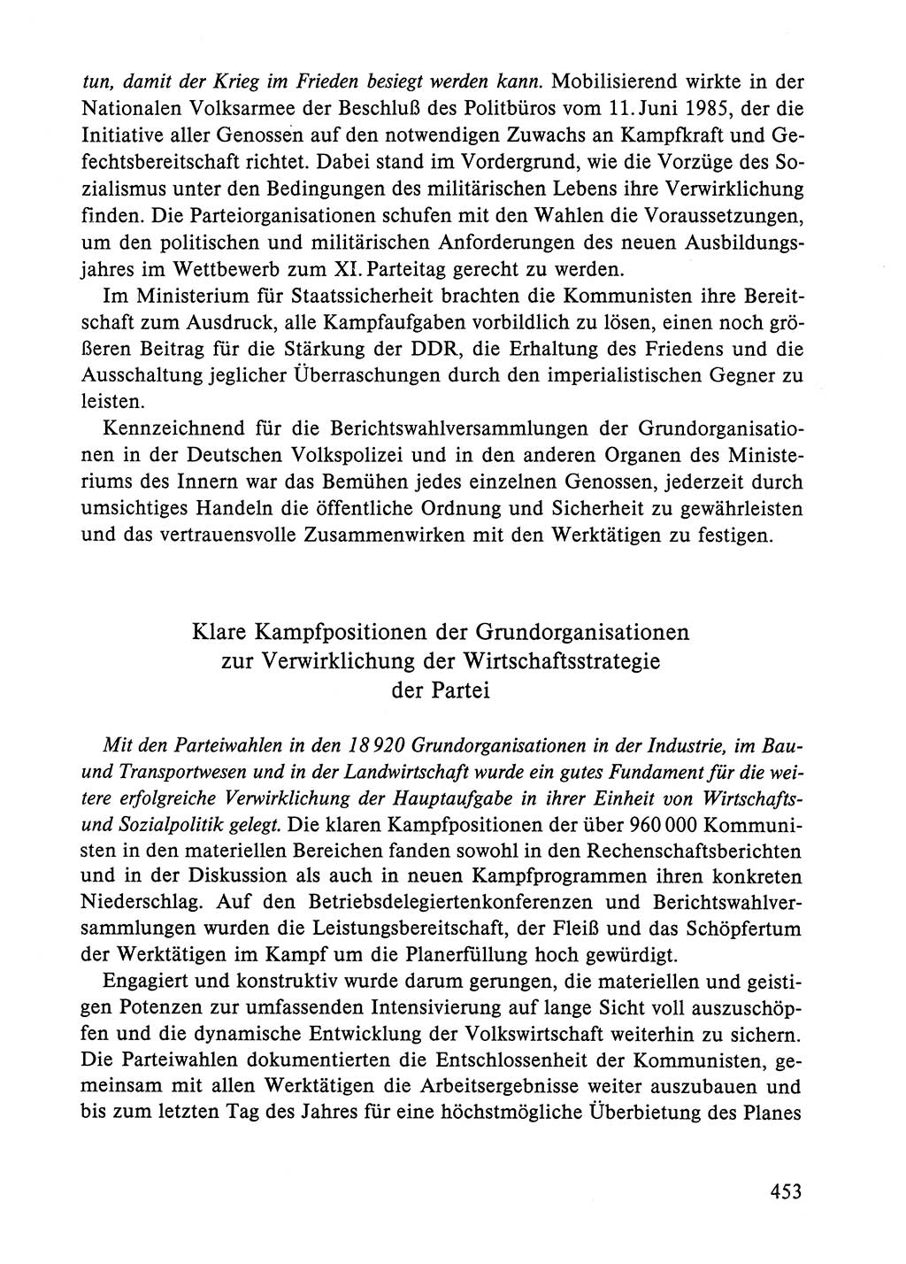 Dokumente der Sozialistischen Einheitspartei Deutschlands (SED) [Deutsche Demokratische Republik (DDR)] 1984-1985, Seite 453 (Dok. SED DDR 1984-1985, S. 453)