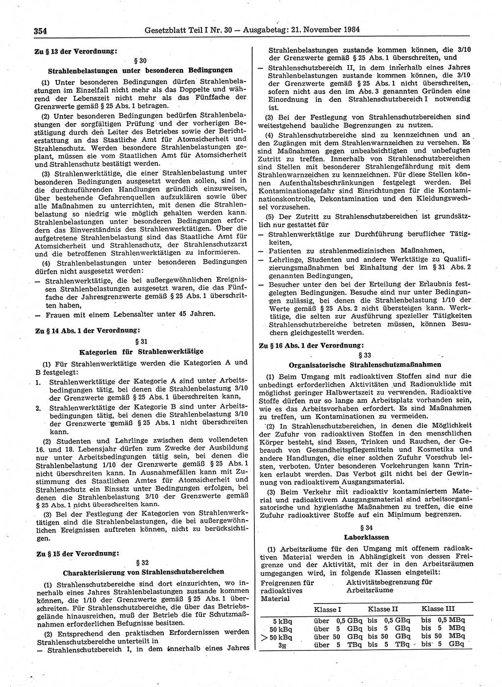 Gesetzblatt (GBl.) der Deutschen Demokratischen Republik (DDR) Teil Ⅰ 1984, Seite 354 (GBl. DDR Ⅰ 1984, S. 354)