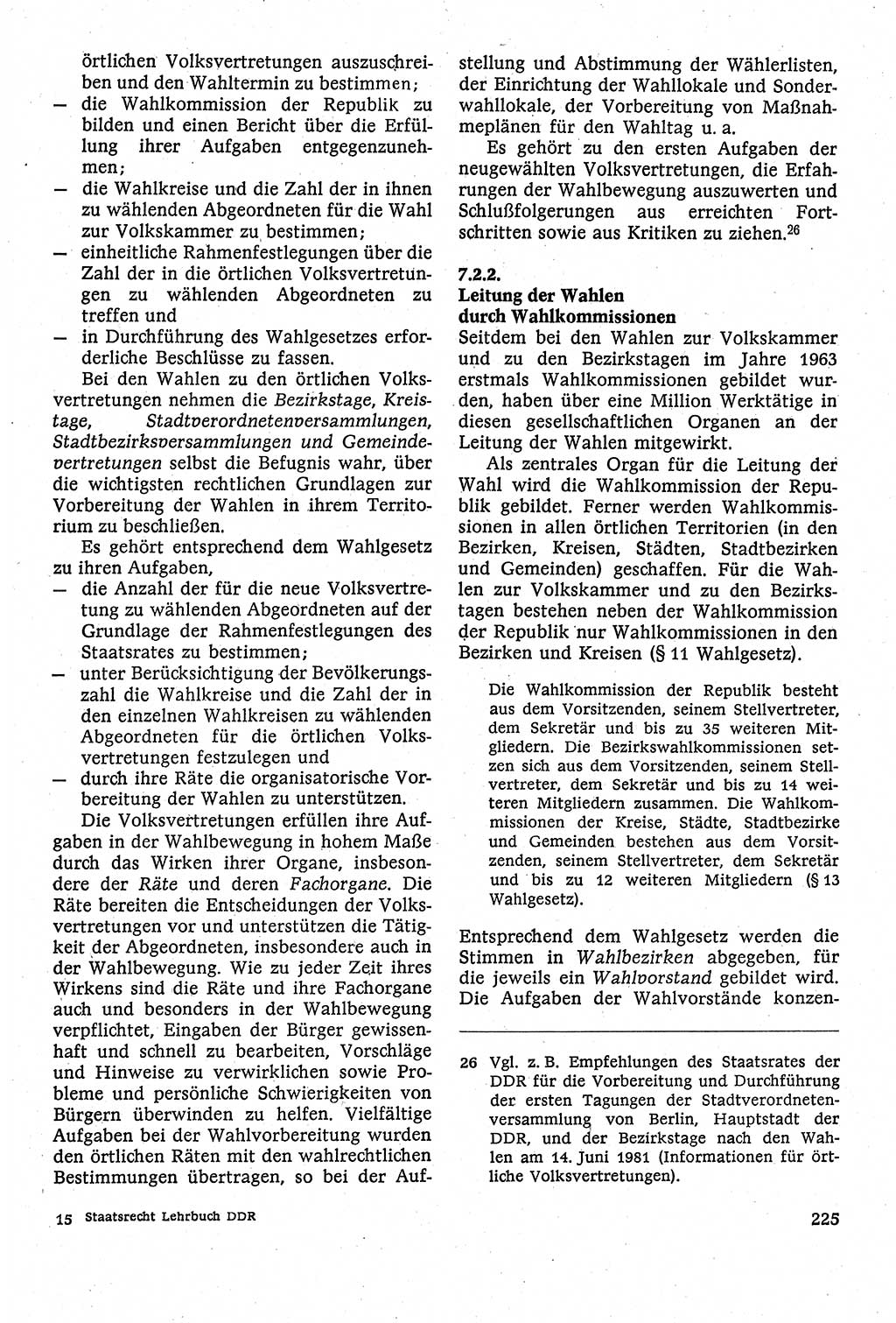Staatsrecht der DDR [Deutsche Demokratische Republik (DDR)], Lehrbuch 1984, Seite 225 (St.-R. DDR Lb. 1984, S. 225)