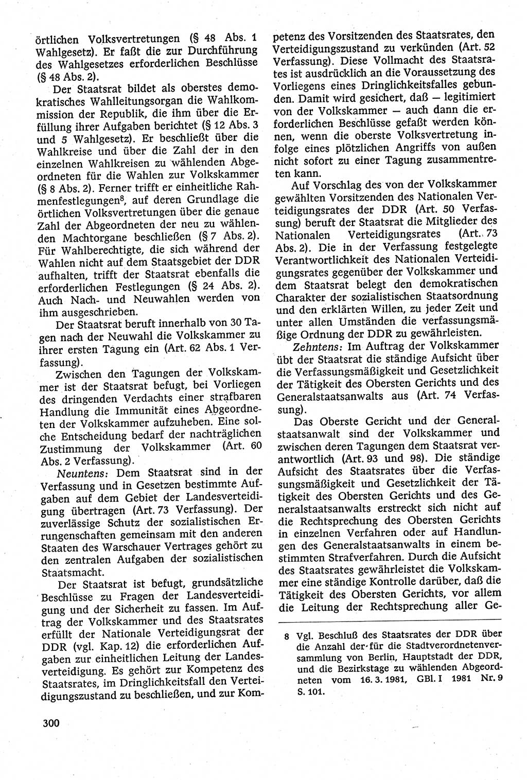 Staatsrecht der DDR [Deutsche Demokratische Republik (DDR)], Lehrbuch 1984, Seite 300 (St.-R. DDR Lb. 1984, S. 300)