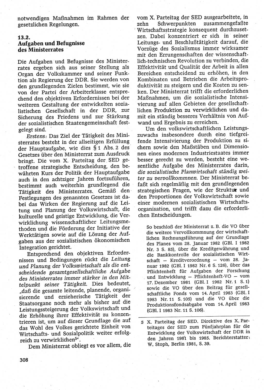 Staatsrecht der DDR [Deutsche Demokratische Republik (DDR)], Lehrbuch 1984, Seite 308 (St.-R. DDR Lb. 1984, S. 308)
