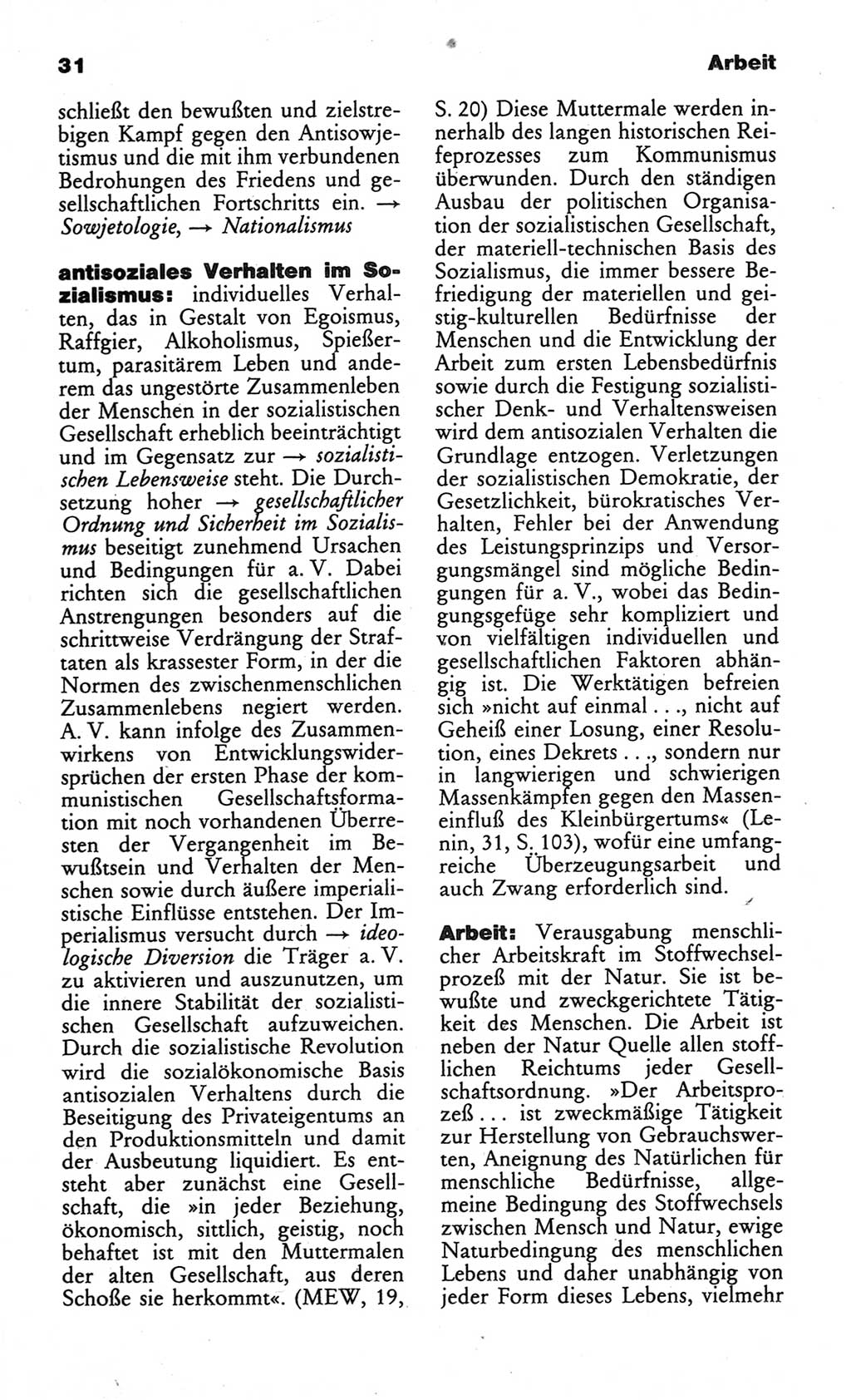Wörterbuch des wissenschaftlichen Kommunismus [Deutsche Demokratische Republik (DDR)] 1984, Seite 31 (Wb. wiss. Komm. DDR 1984, S. 31)
