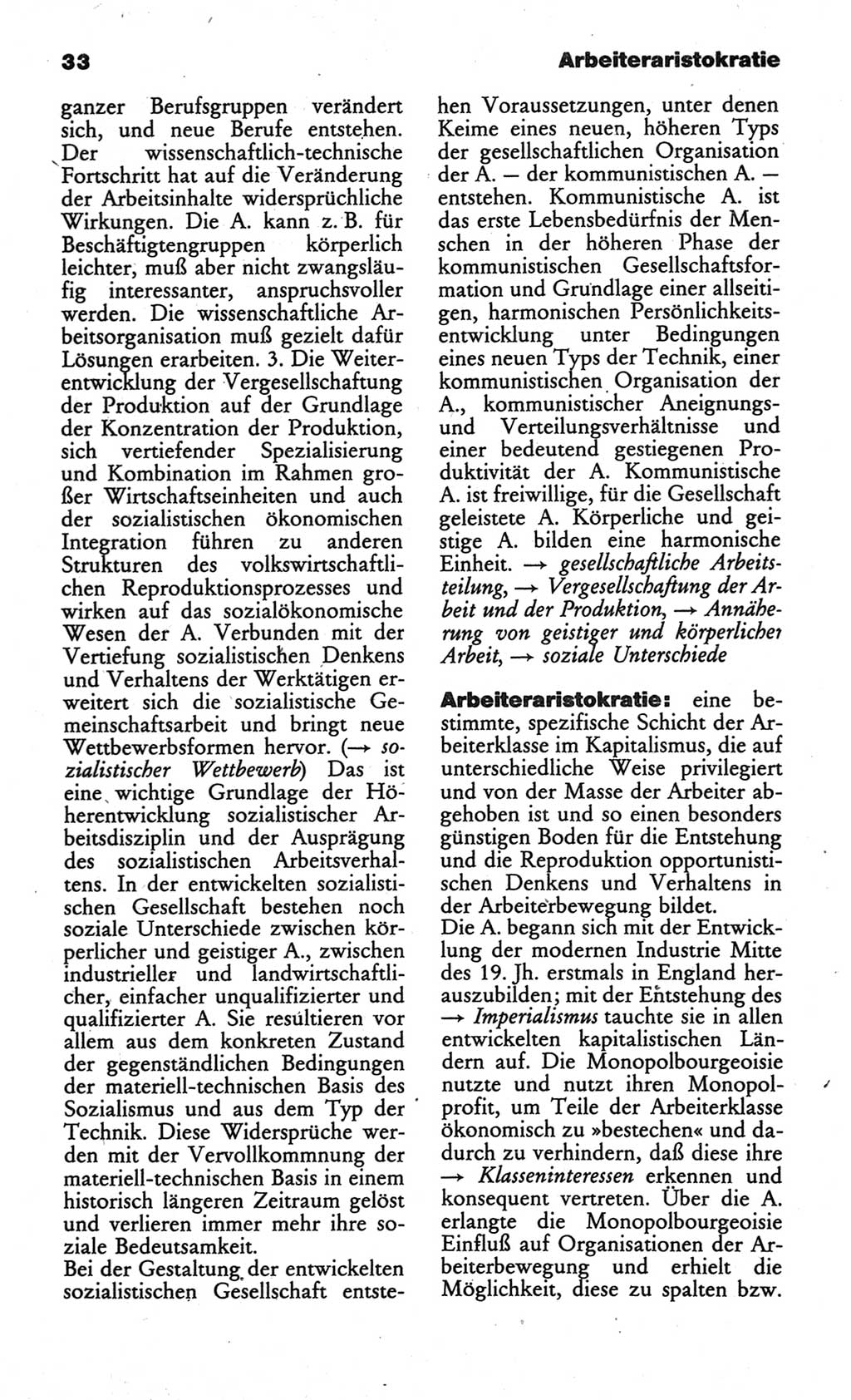 Wörterbuch des wissenschaftlichen Kommunismus [Deutsche Demokratische Republik (DDR)] 1984, Seite 33 (Wb. wiss. Komm. DDR 1984, S. 33)