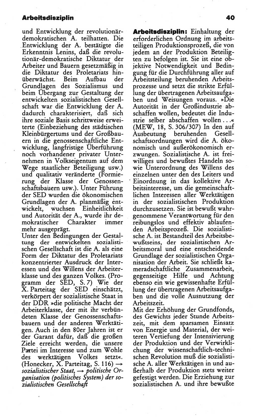 Wörterbuch des wissenschaftlichen Kommunismus [Deutsche Demokratische Republik (DDR)] 1984, Seite 40 (Wb. wiss. Komm. DDR 1984, S. 40)