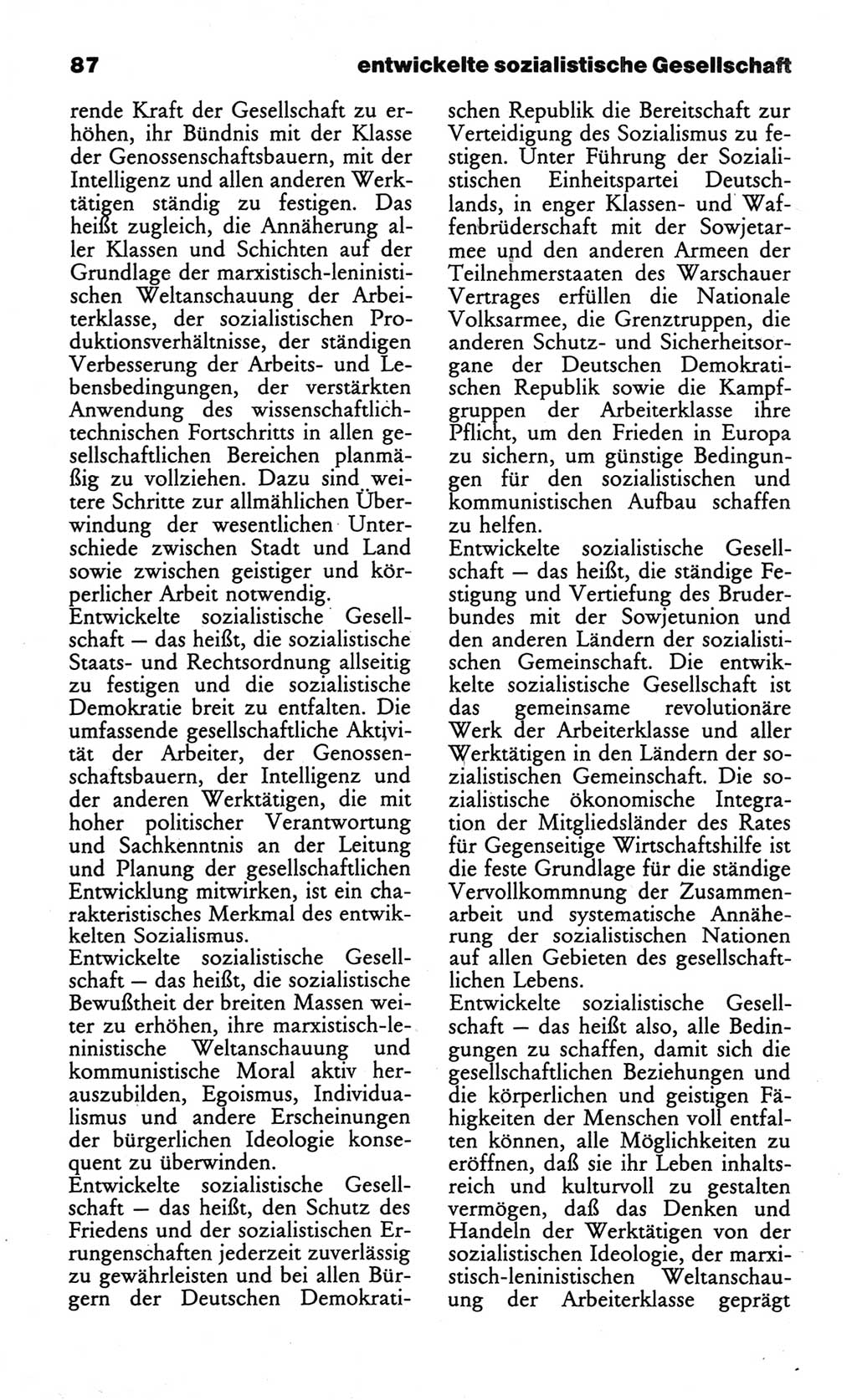 Wörterbuch des wissenschaftlichen Kommunismus [Deutsche Demokratische Republik (DDR)] 1984, Seite 87 (Wb. wiss. Komm. DDR 1984, S. 87)