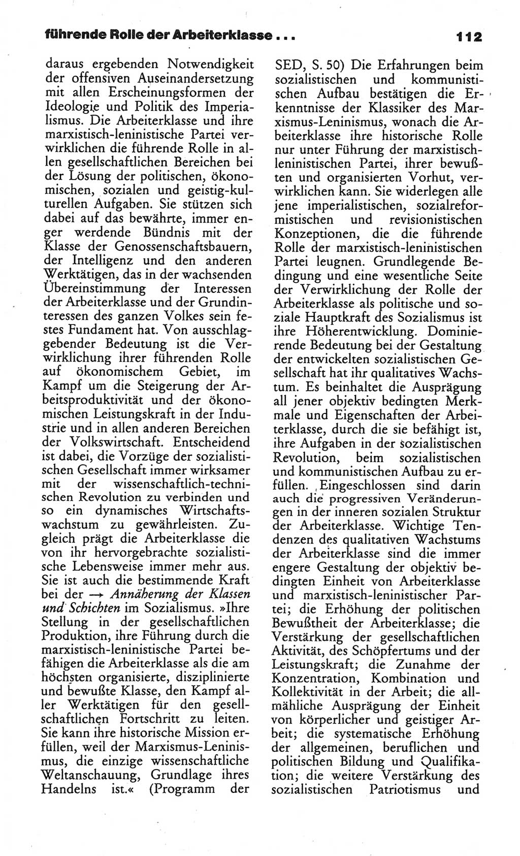 Wörterbuch des wissenschaftlichen Kommunismus [Deutsche Demokratische Republik (DDR)] 1984, Seite 112 (Wb. wiss. Komm. DDR 1984, S. 112)