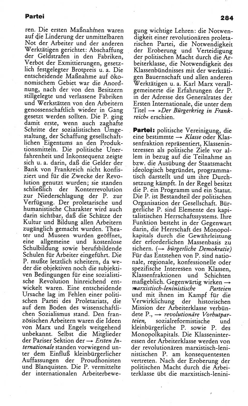 Wörterbuch des wissenschaftlichen Kommunismus [Deutsche Demokratische Republik (DDR)] 1984, Seite 284 (Wb. wiss. Komm. DDR 1984, S. 284)