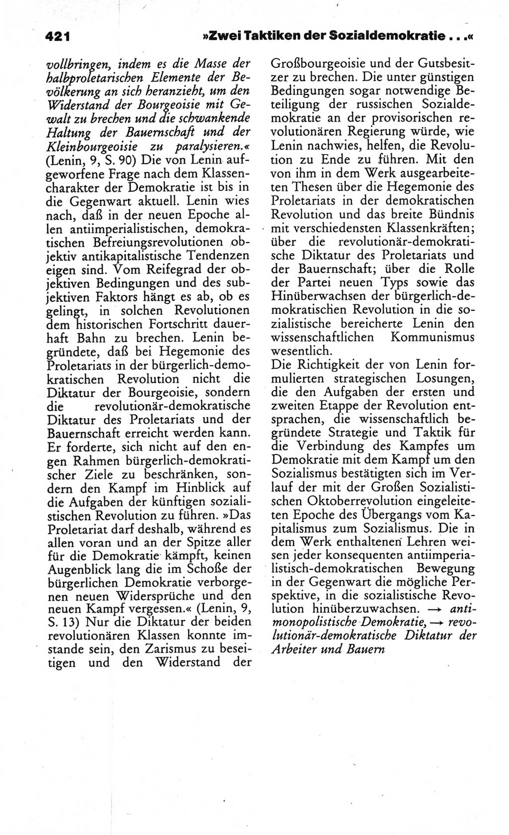 Wörterbuch des wissenschaftlichen Kommunismus [Deutsche Demokratische Republik (DDR)] 1984, Seite 421 (Wb. wiss. Komm. DDR 1984, S. 421)