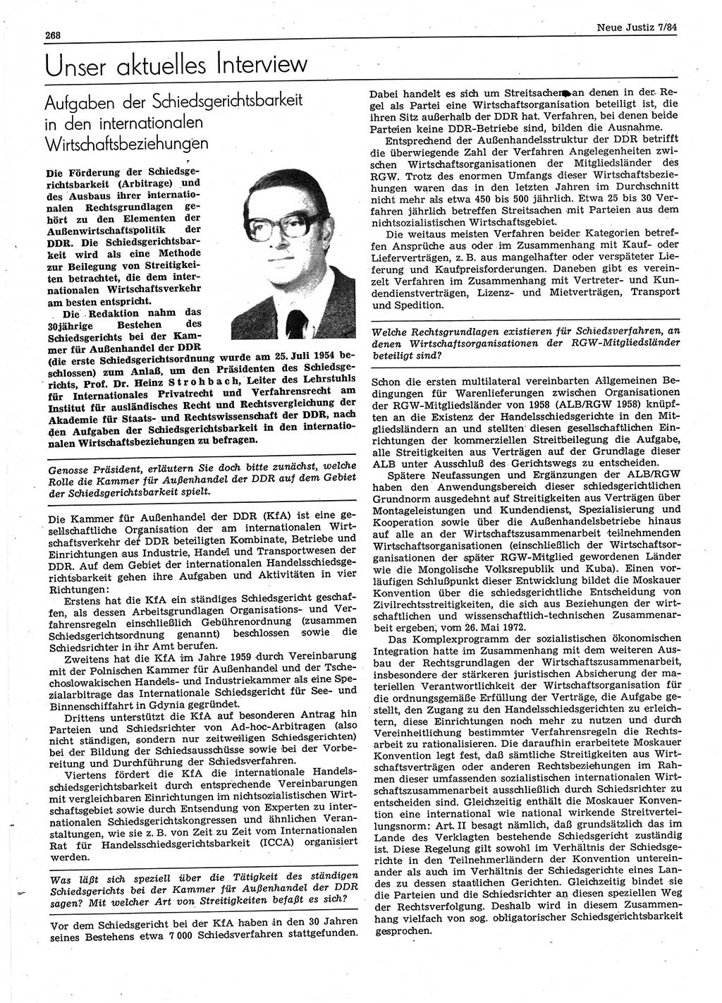 Neue Justiz (NJ), Zeitschrift für sozialistisches Recht und Gesetzlichkeit [Deutsche Demokratische Republik (DDR)], 38. Jahrgang 1984, Seite 268 (NJ DDR 1984, S. 268)