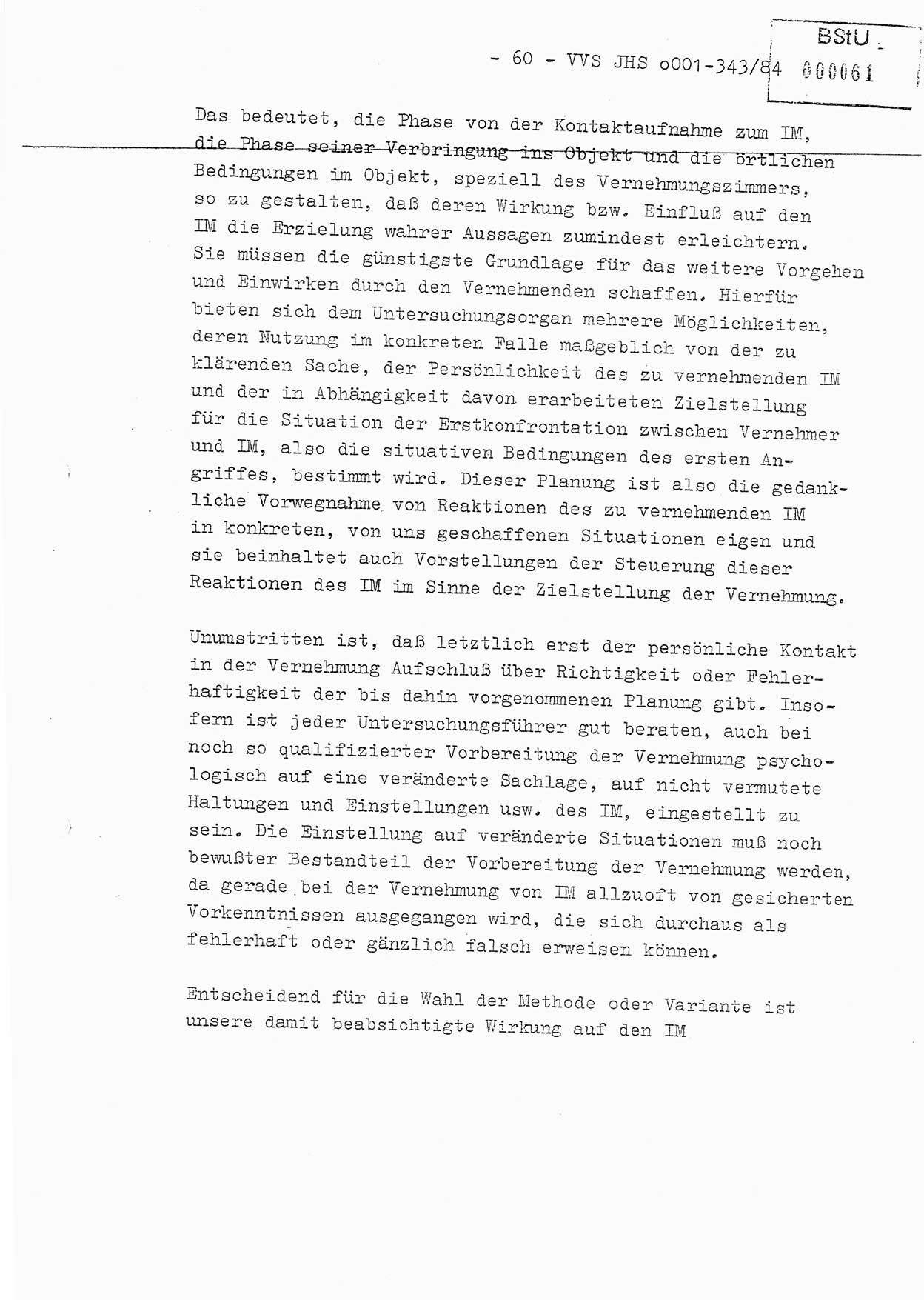 Diplomarbeit, Oberleutnant Bernd Michael (HA Ⅸ/5), Oberleutnant Peter Felber (HA IX/5), Ministerium für Staatssicherheit (MfS) [Deutsche Demokratische Republik (DDR)], Juristische Hochschule (JHS), Vertrauliche Verschlußsache (VVS) o001-343/84, Potsdam 1985, Seite 60 (Dipl.-Arb. MfS DDR JHS VVS o001-343/84 1985, S. 60)