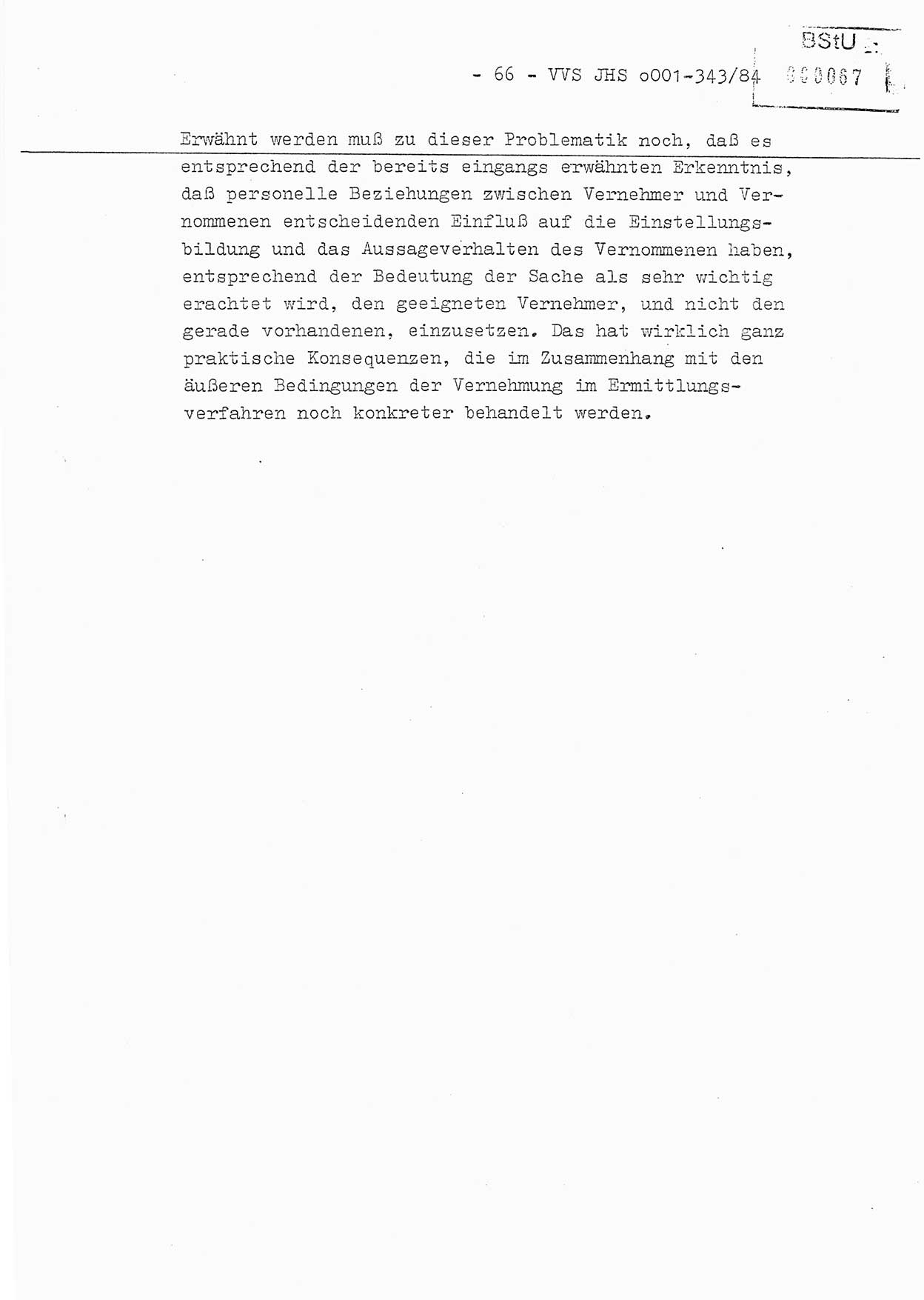 Diplomarbeit, Oberleutnant Bernd Michael (HA Ⅸ/5), Oberleutnant Peter Felber (HA IX/5), Ministerium für Staatssicherheit (MfS) [Deutsche Demokratische Republik (DDR)], Juristische Hochschule (JHS), Vertrauliche Verschlußsache (VVS) o001-343/84, Potsdam 1985, Seite 66 (Dipl.-Arb. MfS DDR JHS VVS o001-343/84 1985, S. 66)