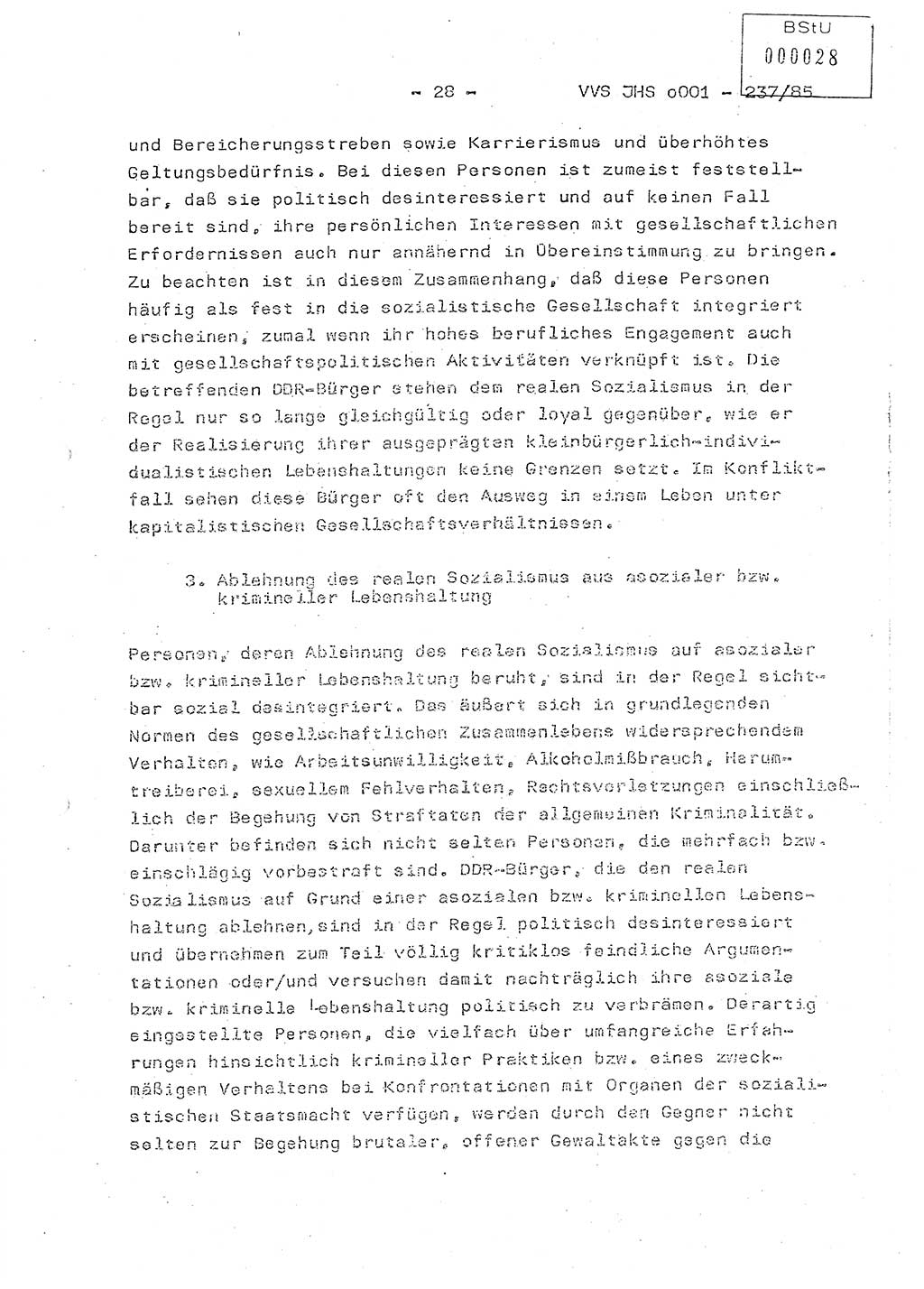 Dissertation Oberstleutnant Peter Jakulski (JHS), Oberstleutnat Christian Rudolph (HA Ⅸ), Major Horst Böttger (ZMD), Major Wolfgang Grüneberg (JHS), Major Albert Meutsch (JHS), Ministerium für Staatssicherheit (MfS) [Deutsche Demokratische Republik (DDR)], Juristische Hochschule (JHS), Vertrauliche Verschlußsache (VVS) o001-237/85, Potsdam 1985, Seite 28 (Diss. MfS DDR JHS VVS o001-237/85 1985, S. 28)