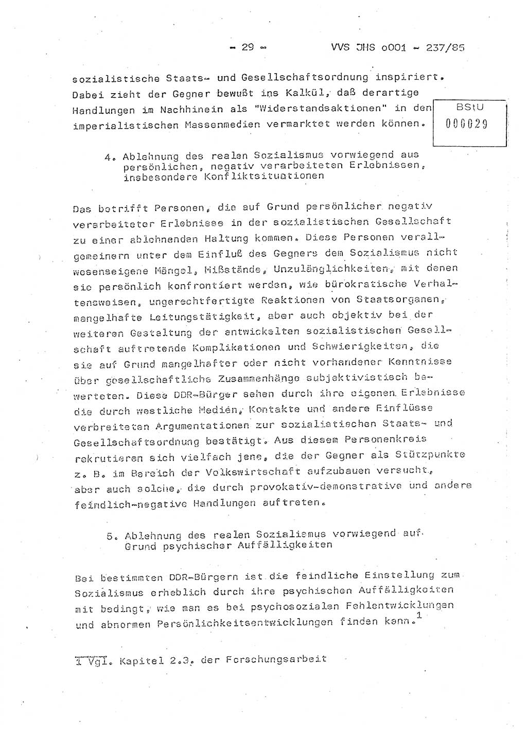 Dissertation Oberstleutnant Peter Jakulski (JHS), Oberstleutnat Christian Rudolph (HA Ⅸ), Major Horst Böttger (ZMD), Major Wolfgang Grüneberg (JHS), Major Albert Meutsch (JHS), Ministerium für Staatssicherheit (MfS) [Deutsche Demokratische Republik (DDR)], Juristische Hochschule (JHS), Vertrauliche Verschlußsache (VVS) o001-237/85, Potsdam 1985, Seite 29 (Diss. MfS DDR JHS VVS o001-237/85 1985, S. 29)