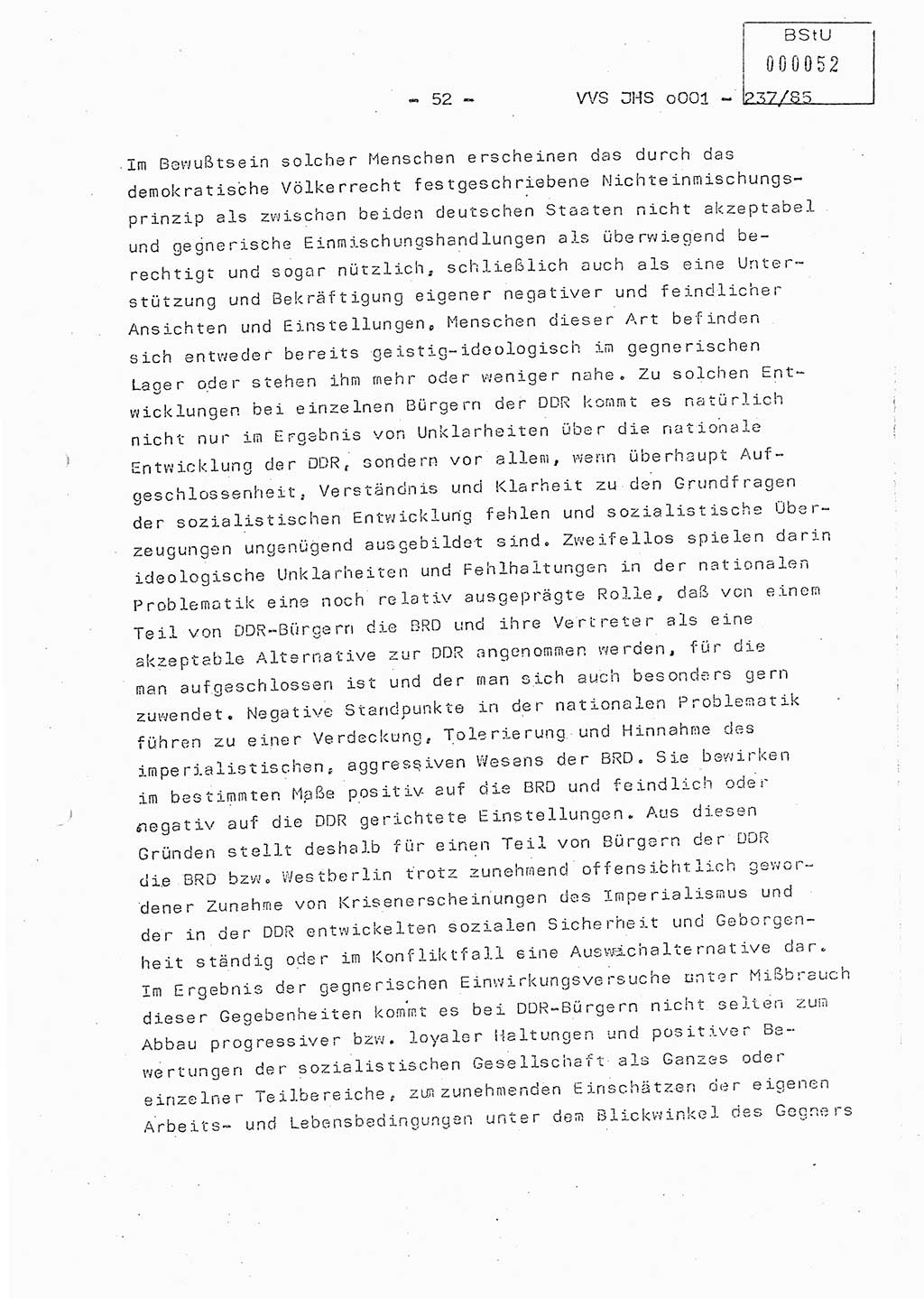 Dissertation Oberstleutnant Peter Jakulski (JHS), Oberstleutnat Christian Rudolph (HA Ⅸ), Major Horst Böttger (ZMD), Major Wolfgang Grüneberg (JHS), Major Albert Meutsch (JHS), Ministerium für Staatssicherheit (MfS) [Deutsche Demokratische Republik (DDR)], Juristische Hochschule (JHS), Vertrauliche Verschlußsache (VVS) o001-237/85, Potsdam 1985, Seite 52 (Diss. MfS DDR JHS VVS o001-237/85 1985, S. 52)