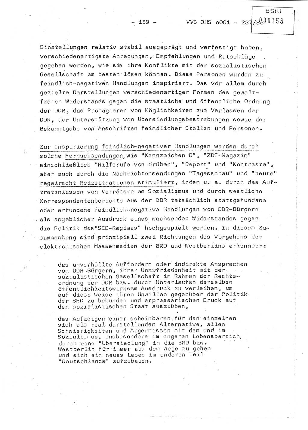 Dissertation Oberstleutnant Peter Jakulski (JHS), Oberstleutnat Christian Rudolph (HA Ⅸ), Major Horst Böttger (ZMD), Major Wolfgang Grüneberg (JHS), Major Albert Meutsch (JHS), Ministerium für Staatssicherheit (MfS) [Deutsche Demokratische Republik (DDR)], Juristische Hochschule (JHS), Vertrauliche Verschlußsache (VVS) o001-237/85, Potsdam 1985, Seite 159 (Diss. MfS DDR JHS VVS o001-237/85 1985, S. 159)