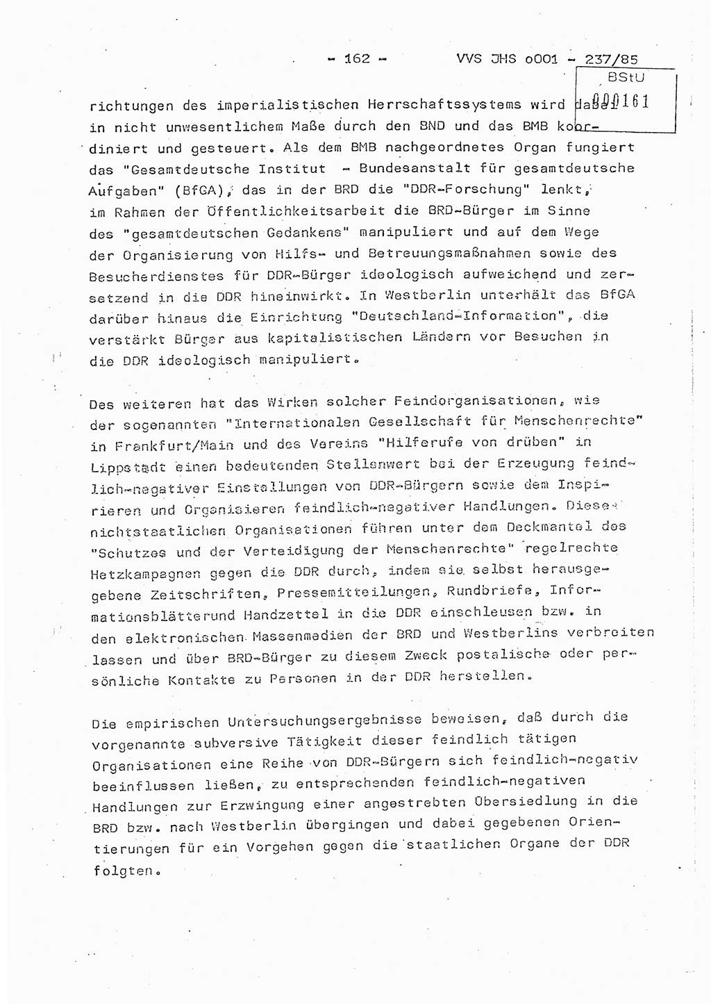 Dissertation Oberstleutnant Peter Jakulski (JHS), Oberstleutnat Christian Rudolph (HA Ⅸ), Major Horst Böttger (ZMD), Major Wolfgang Grüneberg (JHS), Major Albert Meutsch (JHS), Ministerium für Staatssicherheit (MfS) [Deutsche Demokratische Republik (DDR)], Juristische Hochschule (JHS), Vertrauliche Verschlußsache (VVS) o001-237/85, Potsdam 1985, Seite 162 (Diss. MfS DDR JHS VVS o001-237/85 1985, S. 162)