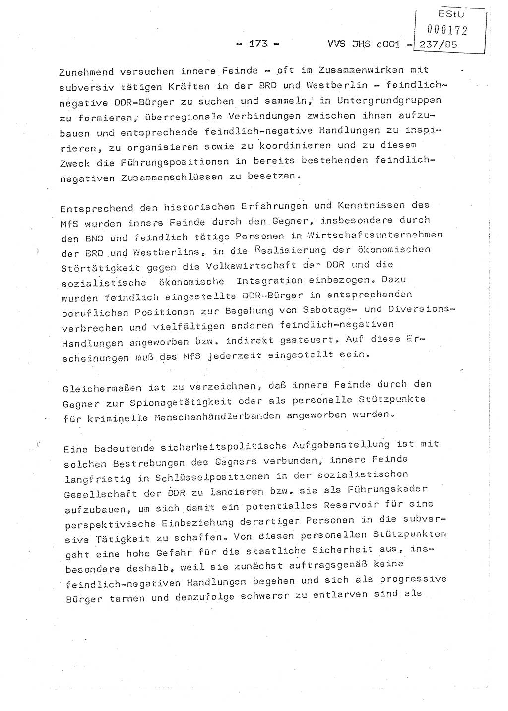 Dissertation Oberstleutnant Peter Jakulski (JHS), Oberstleutnat Christian Rudolph (HA Ⅸ), Major Horst Böttger (ZMD), Major Wolfgang Grüneberg (JHS), Major Albert Meutsch (JHS), Ministerium für Staatssicherheit (MfS) [Deutsche Demokratische Republik (DDR)], Juristische Hochschule (JHS), Vertrauliche Verschlußsache (VVS) o001-237/85, Potsdam 1985, Seite 173 (Diss. MfS DDR JHS VVS o001-237/85 1985, S. 173)