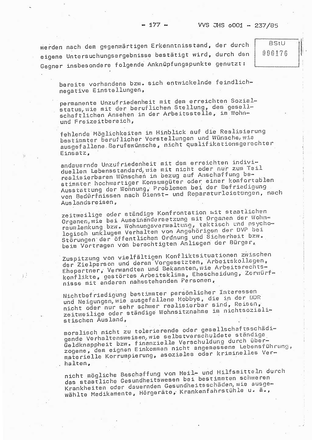 Dissertation Oberstleutnant Peter Jakulski (JHS), Oberstleutnat Christian Rudolph (HA Ⅸ), Major Horst Böttger (ZMD), Major Wolfgang Grüneberg (JHS), Major Albert Meutsch (JHS), Ministerium für Staatssicherheit (MfS) [Deutsche Demokratische Republik (DDR)], Juristische Hochschule (JHS), Vertrauliche Verschlußsache (VVS) o001-237/85, Potsdam 1985, Seite 177 (Diss. MfS DDR JHS VVS o001-237/85 1985, S. 177)