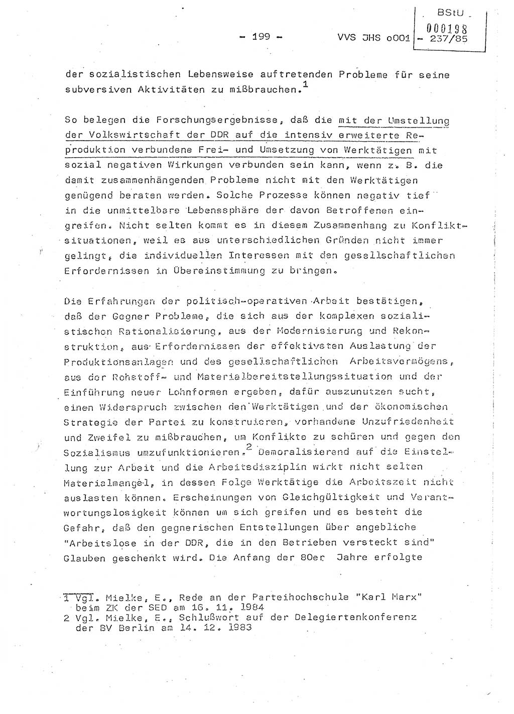 Dissertation Oberstleutnant Peter Jakulski (JHS), Oberstleutnat Christian Rudolph (HA Ⅸ), Major Horst Böttger (ZMD), Major Wolfgang Grüneberg (JHS), Major Albert Meutsch (JHS), Ministerium für Staatssicherheit (MfS) [Deutsche Demokratische Republik (DDR)], Juristische Hochschule (JHS), Vertrauliche Verschlußsache (VVS) o001-237/85, Potsdam 1985, Seite 199 (Diss. MfS DDR JHS VVS o001-237/85 1985, S. 199)