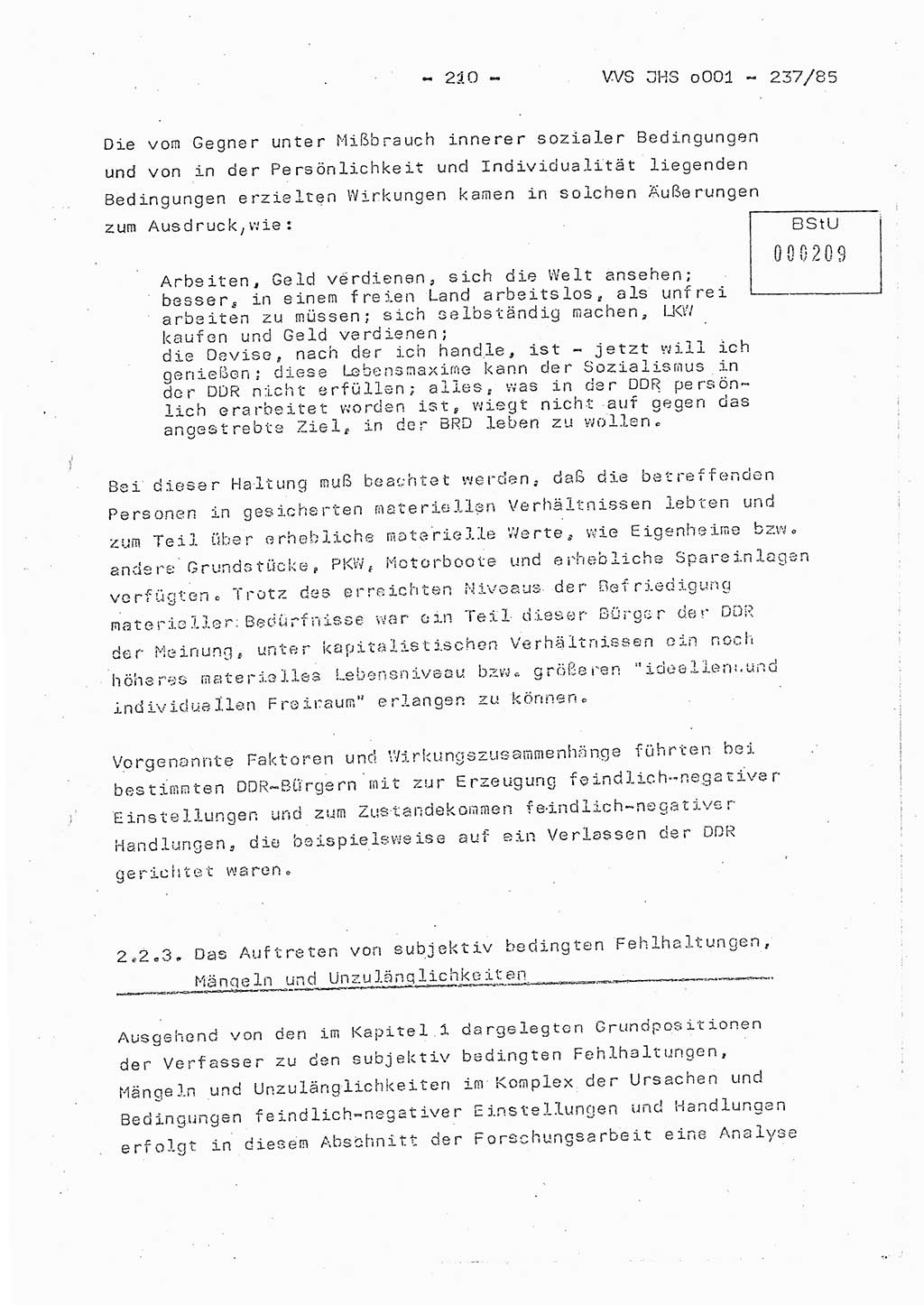 Dissertation Oberstleutnant Peter Jakulski (JHS), Oberstleutnat Christian Rudolph (HA Ⅸ), Major Horst Böttger (ZMD), Major Wolfgang Grüneberg (JHS), Major Albert Meutsch (JHS), Ministerium für Staatssicherheit (MfS) [Deutsche Demokratische Republik (DDR)], Juristische Hochschule (JHS), Vertrauliche Verschlußsache (VVS) o001-237/85, Potsdam 1985, Seite 210 (Diss. MfS DDR JHS VVS o001-237/85 1985, S. 210)