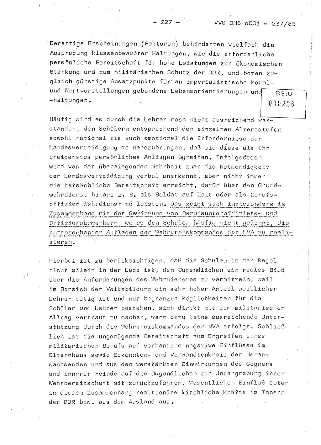 Dissertation Oberstleutnant Peter Jakulski (JHS), Oberstleutnat Christian Rudolph (HA Ⅸ), Major Horst Böttger (ZMD), Major Wolfgang Grüneberg (JHS), Major Albert Meutsch (JHS), Ministerium für Staatssicherheit (MfS) [Deutsche Demokratische Republik (DDR)], Juristische Hochschule (JHS), Vertrauliche Verschlußsache (VVS) o001-237/85, Potsdam 1985, Seite 227 (Diss. MfS DDR JHS VVS o001-237/85 1985, S. 227)