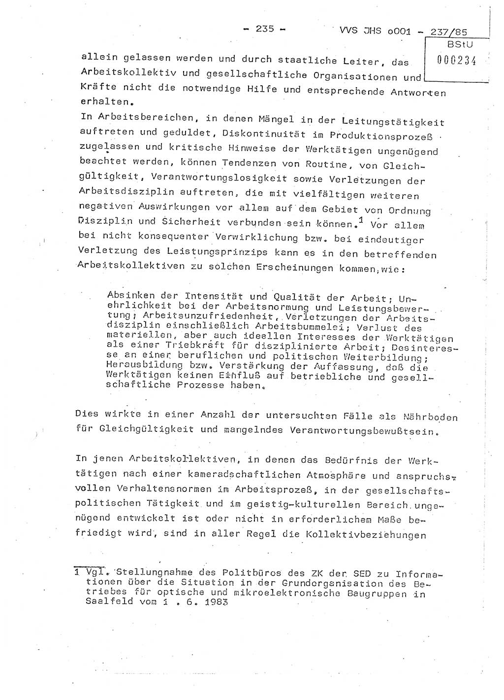Dissertation Oberstleutnant Peter Jakulski (JHS), Oberstleutnat Christian Rudolph (HA Ⅸ), Major Horst Böttger (ZMD), Major Wolfgang Grüneberg (JHS), Major Albert Meutsch (JHS), Ministerium für Staatssicherheit (MfS) [Deutsche Demokratische Republik (DDR)], Juristische Hochschule (JHS), Vertrauliche Verschlußsache (VVS) o001-237/85, Potsdam 1985, Seite 235 (Diss. MfS DDR JHS VVS o001-237/85 1985, S. 235)