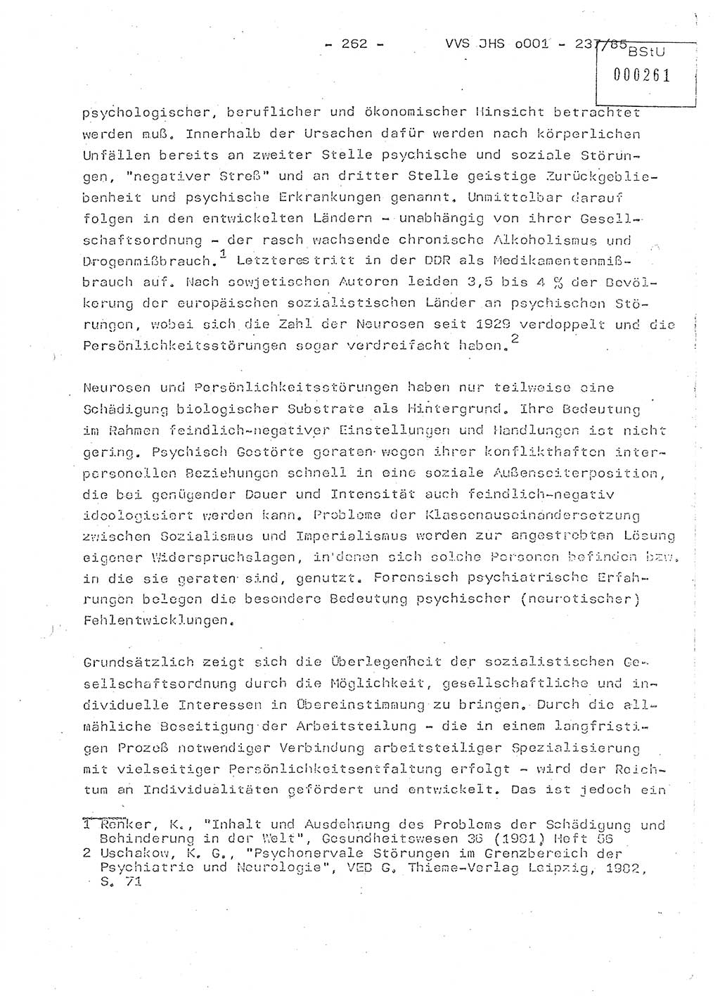Dissertation Oberstleutnant Peter Jakulski (JHS), Oberstleutnat Christian Rudolph (HA Ⅸ), Major Horst Böttger (ZMD), Major Wolfgang Grüneberg (JHS), Major Albert Meutsch (JHS), Ministerium für Staatssicherheit (MfS) [Deutsche Demokratische Republik (DDR)], Juristische Hochschule (JHS), Vertrauliche Verschlußsache (VVS) o001-237/85, Potsdam 1985, Seite 262 (Diss. MfS DDR JHS VVS o001-237/85 1985, S. 262)