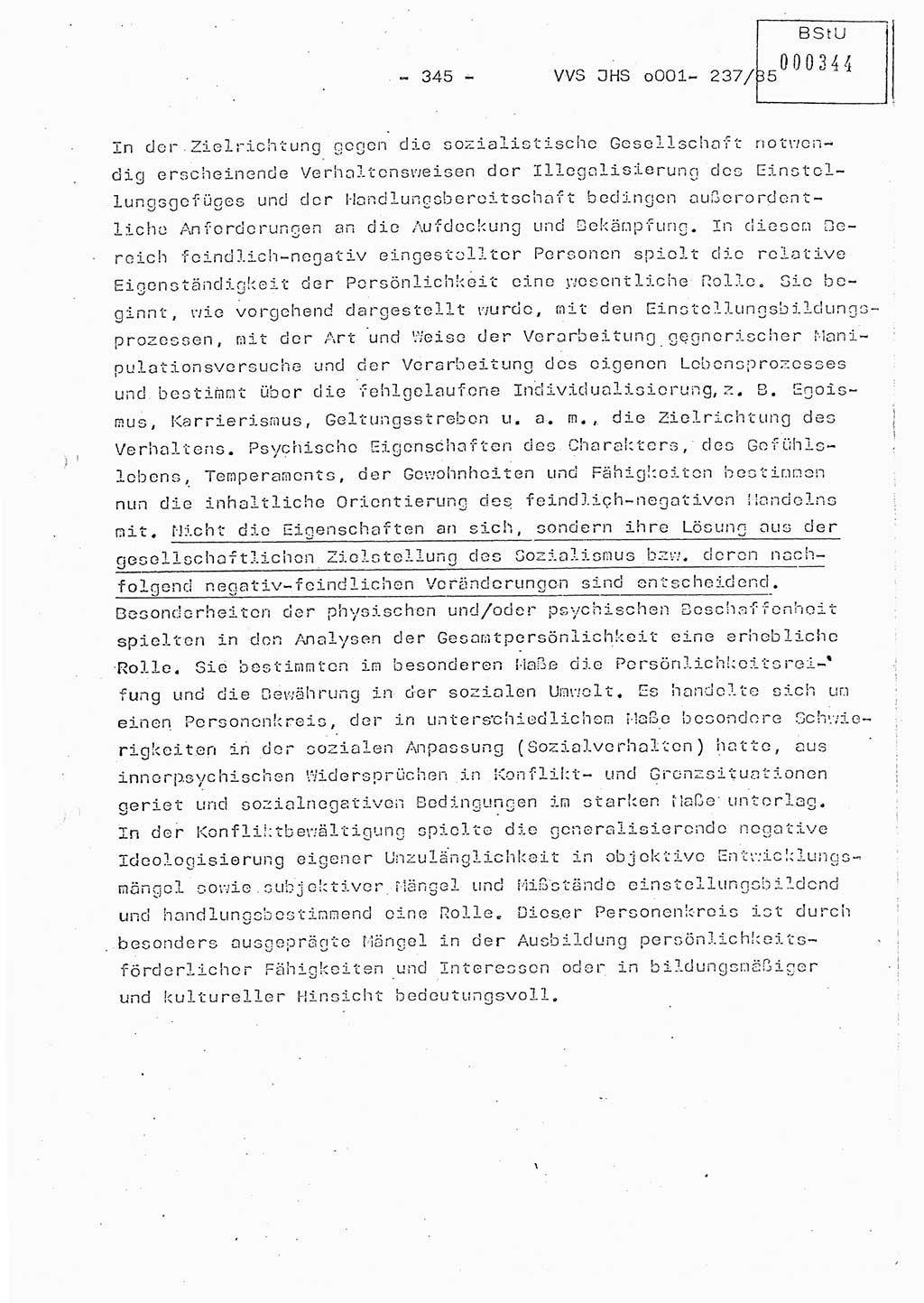 Dissertation Oberstleutnant Peter Jakulski (JHS), Oberstleutnat Christian Rudolph (HA Ⅸ), Major Horst Böttger (ZMD), Major Wolfgang Grüneberg (JHS), Major Albert Meutsch (JHS), Ministerium für Staatssicherheit (MfS) [Deutsche Demokratische Republik (DDR)], Juristische Hochschule (JHS), Vertrauliche Verschlußsache (VVS) o001-237/85, Potsdam 1985, Seite 345 (Diss. MfS DDR JHS VVS o001-237/85 1985, S. 345)