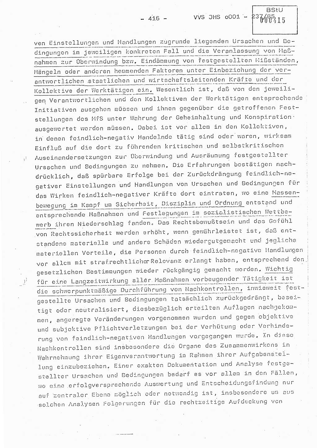 Dissertation Oberstleutnant Peter Jakulski (JHS), Oberstleutnat Christian Rudolph (HA Ⅸ), Major Horst Böttger (ZMD), Major Wolfgang Grüneberg (JHS), Major Albert Meutsch (JHS), Ministerium für Staatssicherheit (MfS) [Deutsche Demokratische Republik (DDR)], Juristische Hochschule (JHS), Vertrauliche Verschlußsache (VVS) o001-237/85, Potsdam 1985, Seite 416 (Diss. MfS DDR JHS VVS o001-237/85 1985, S. 416)